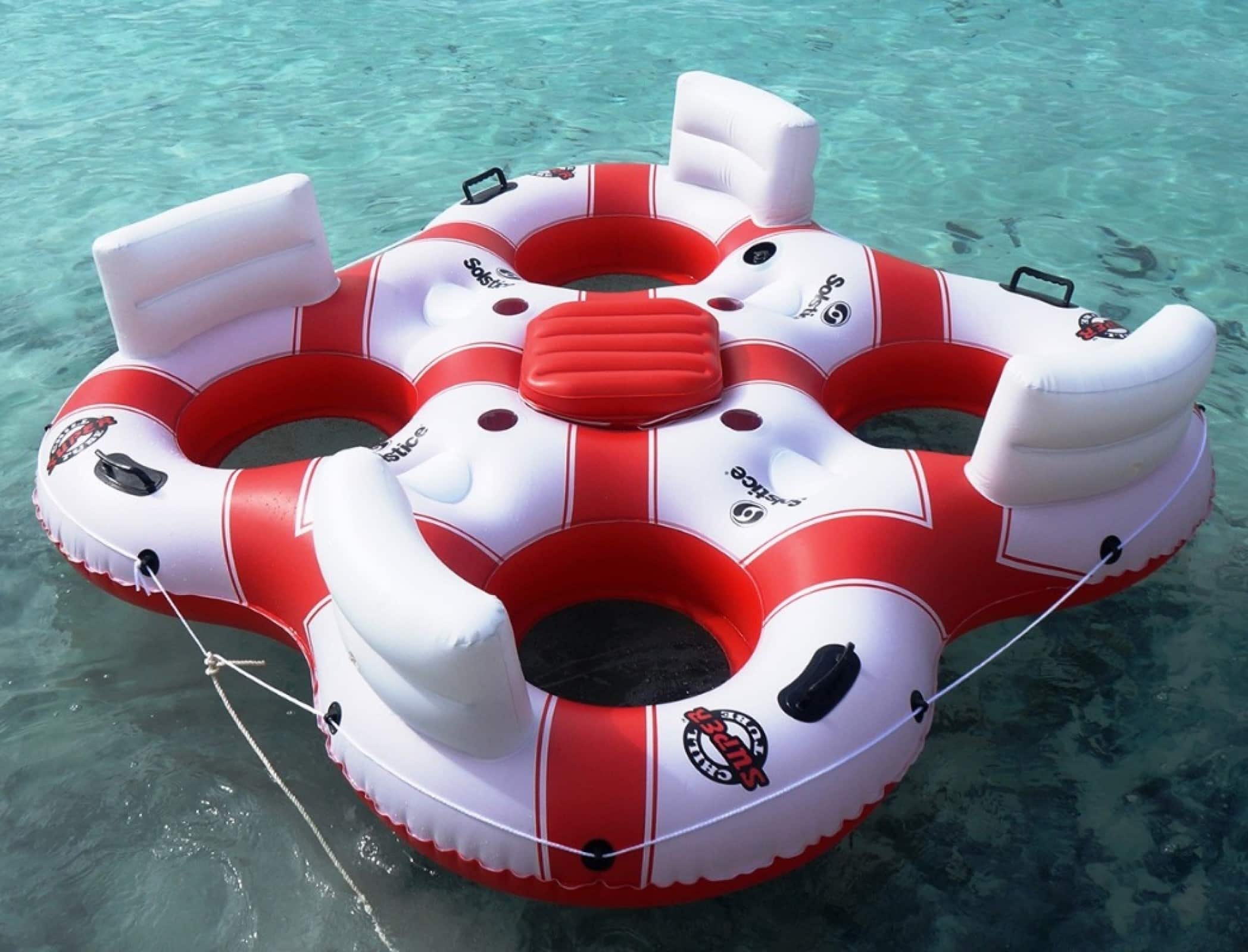 78" Solstice White & Red Super Chill Quarto Swimming Pool Float