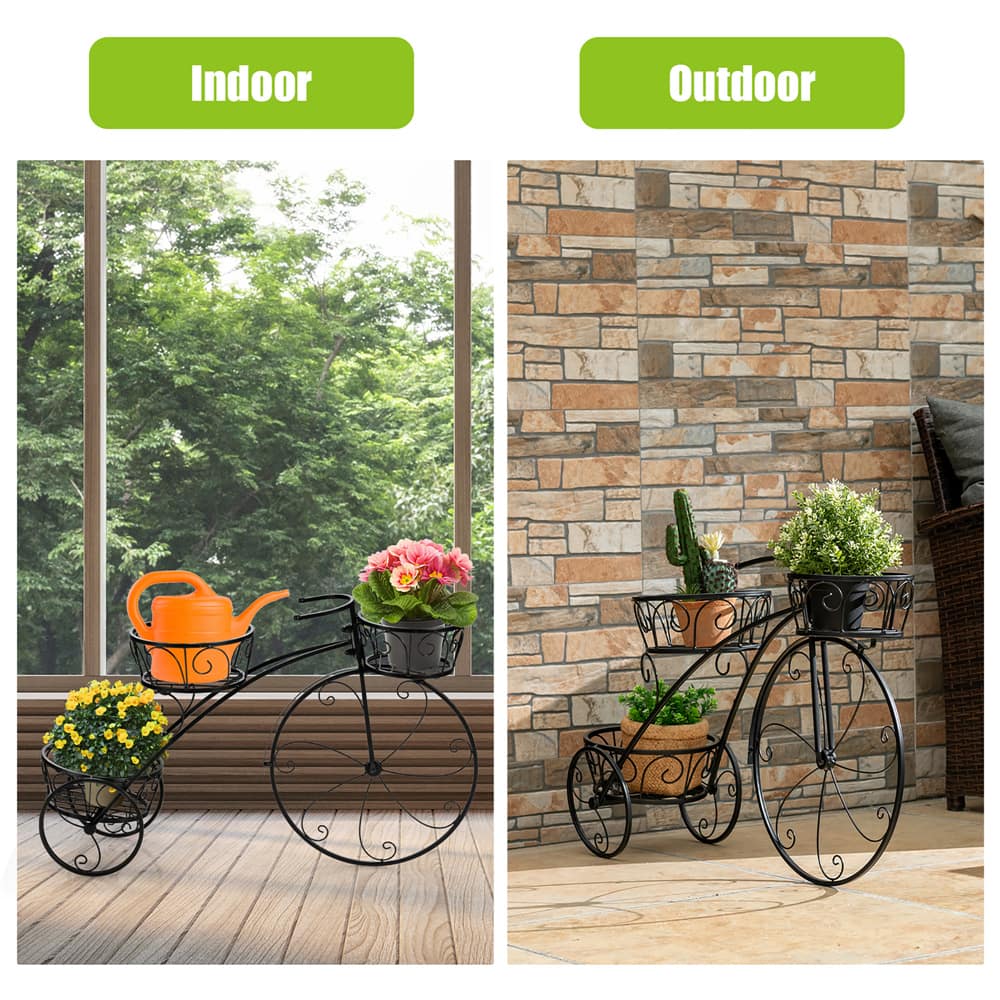 Costway Tricycle Plant Stand Flowerpot Cart Holder Parisian Style Displaying
