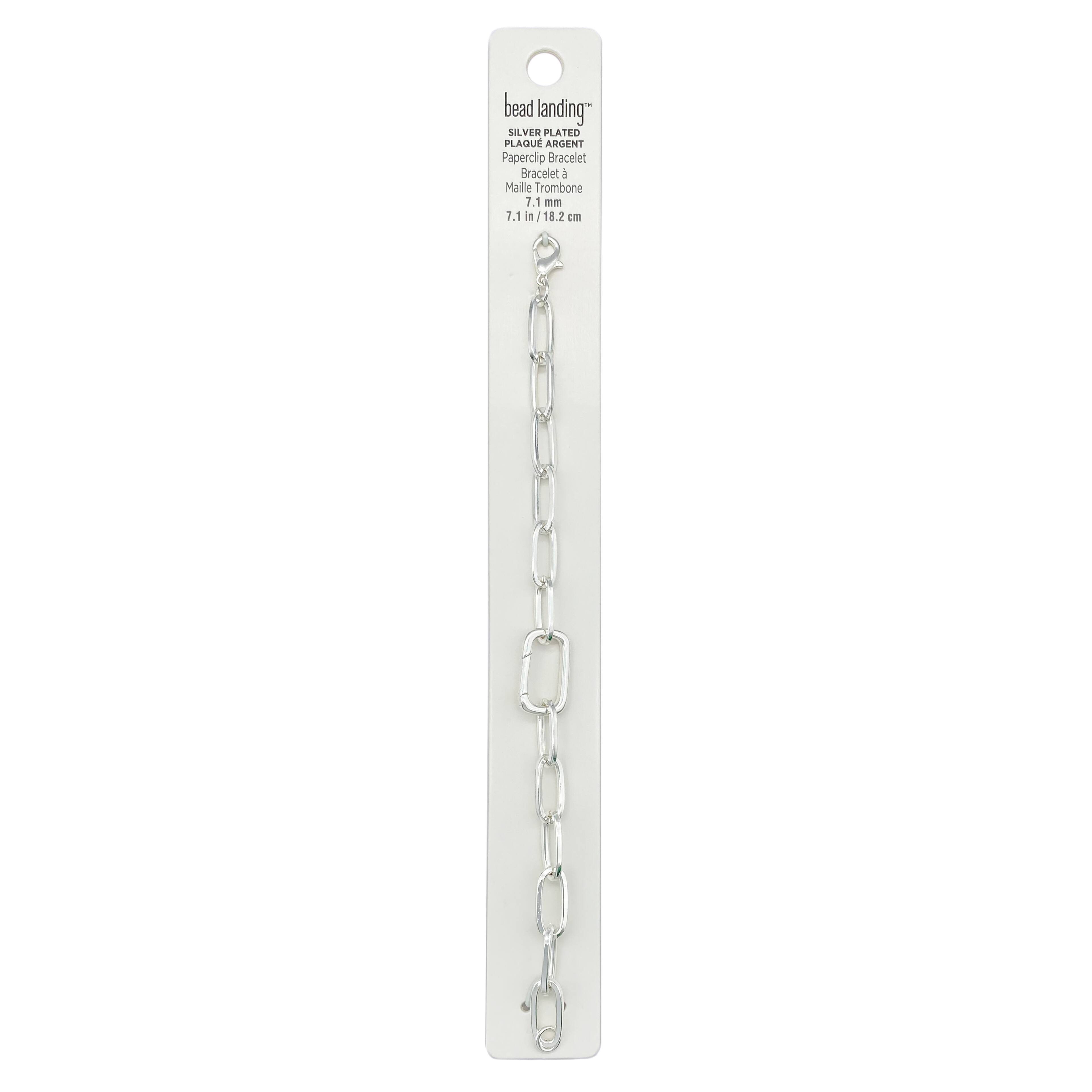 7.1" Silver Paperclip Link Charm Bracelet by Bead Landing™