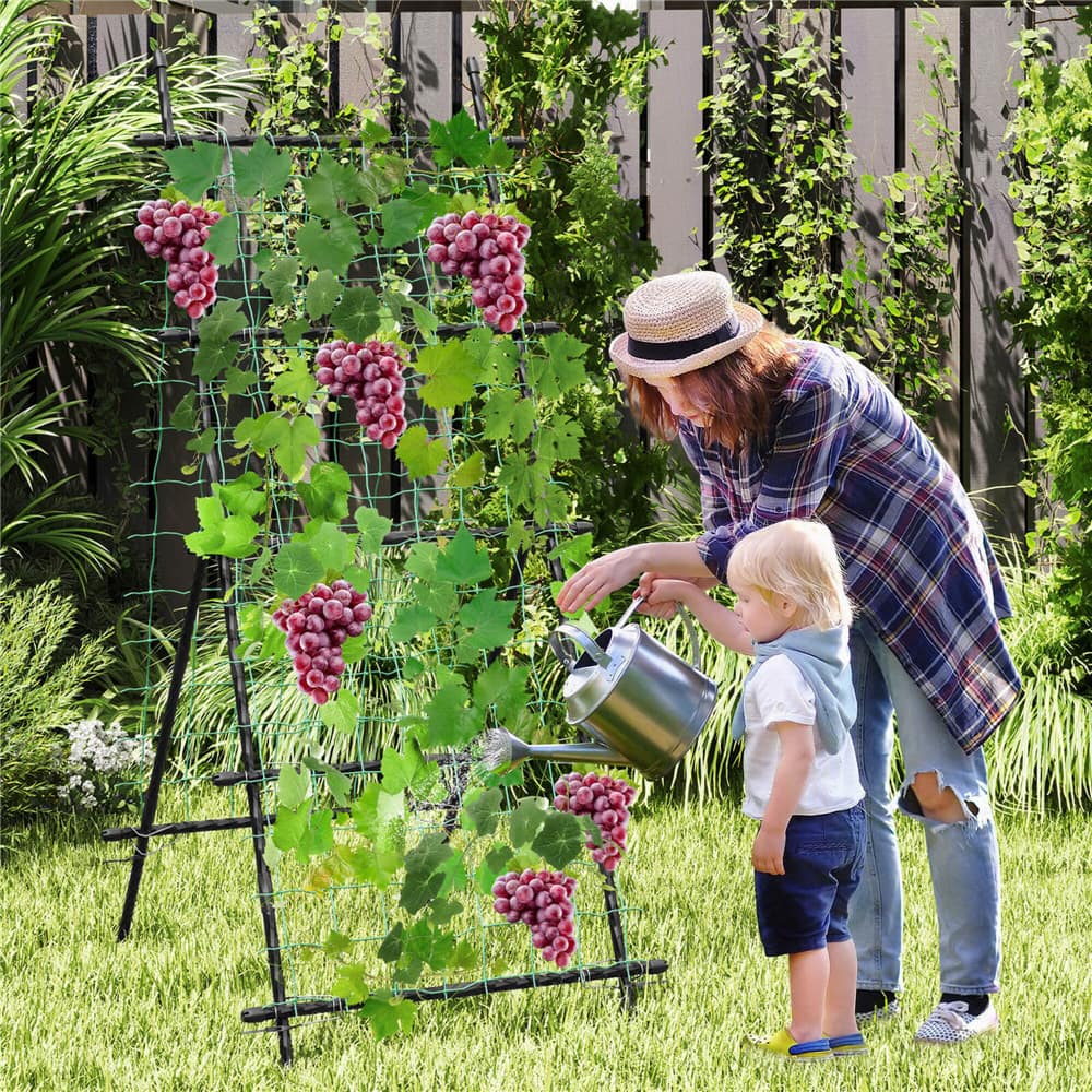 Costway 75" Garden Trellis for Plant Climbing with PE-Coated Frame & Trellis Net