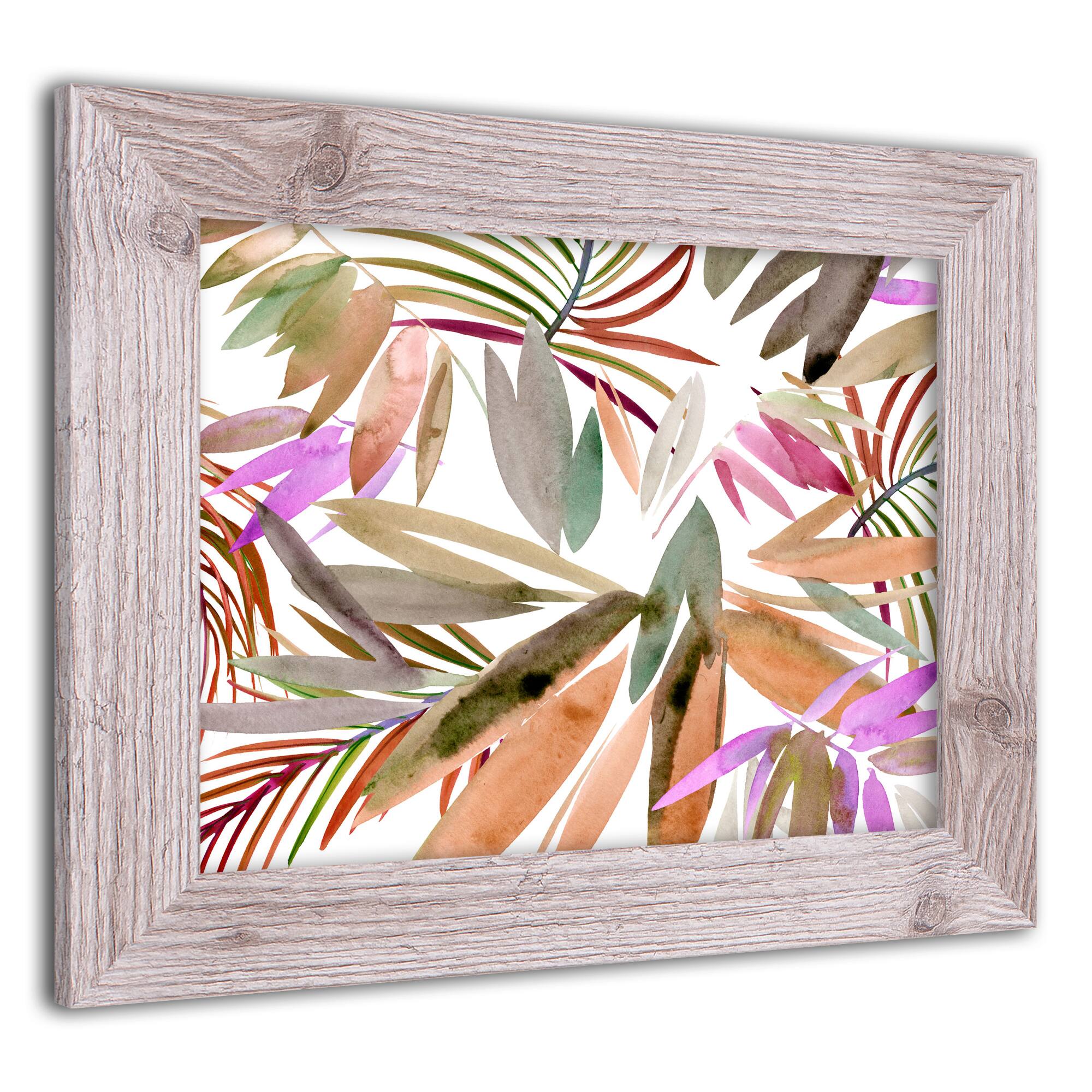 Bright Jungle Leaf Pattern Western Framed Print