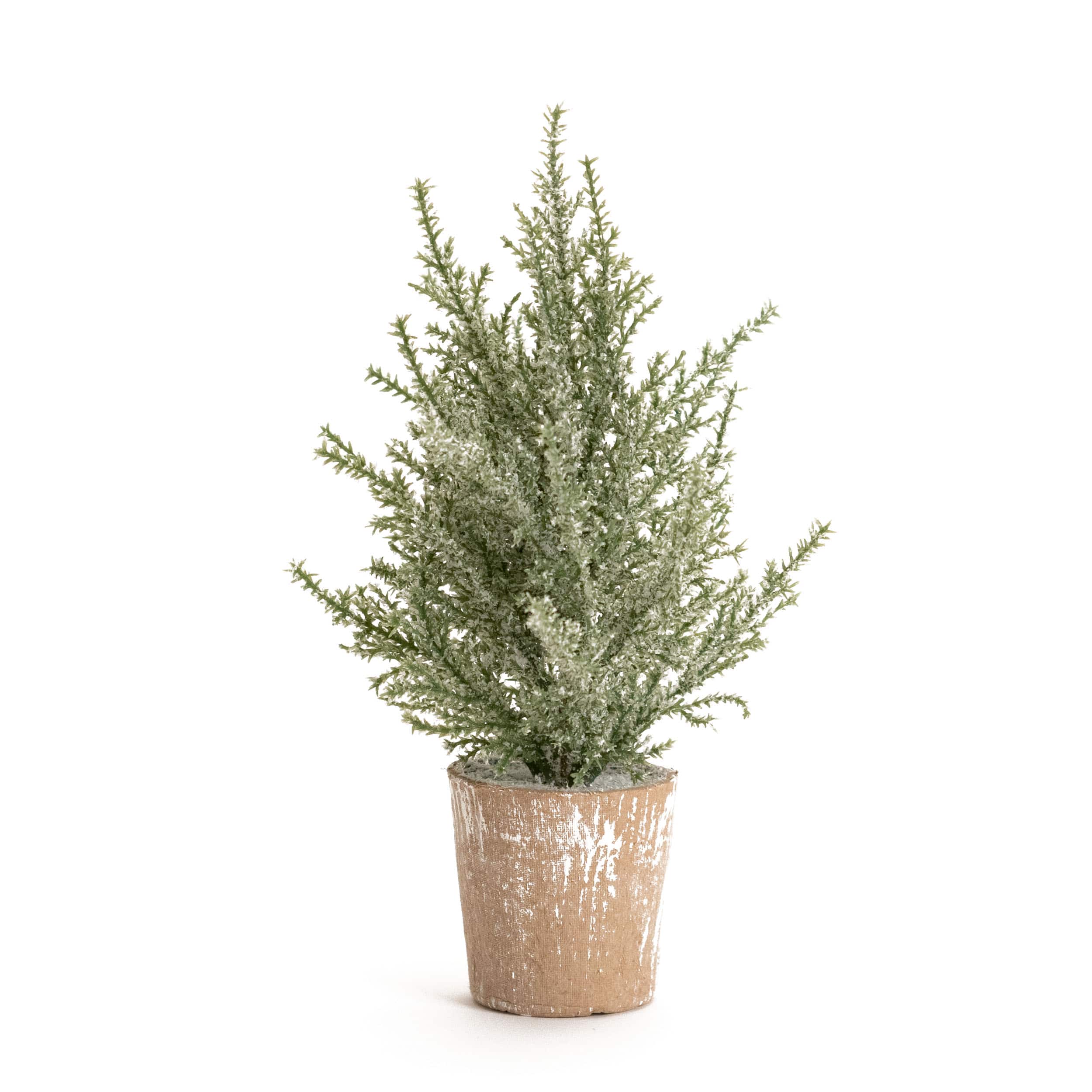 6 Pack 12" Unlit Icy Pine Artificial Potted Christmas Tree Set