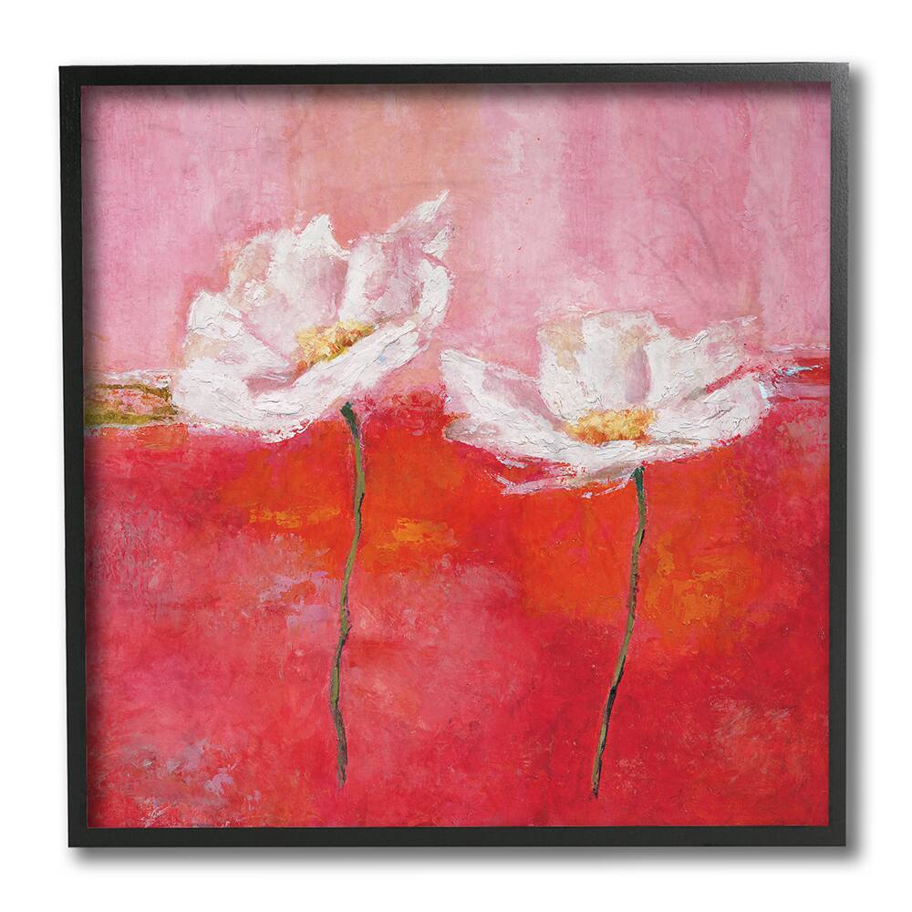 Stupell Industries White Daisies Abstract Florals Red Pink Pop,12" x 12"