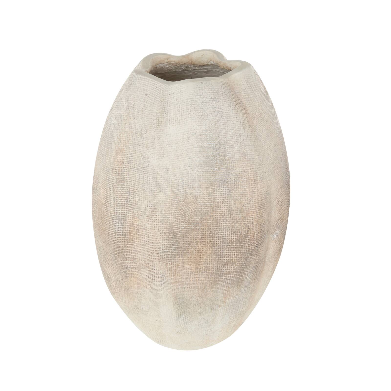20" Cream Antique with Checkered Patterns Magnesium Oxide Decorative Vase