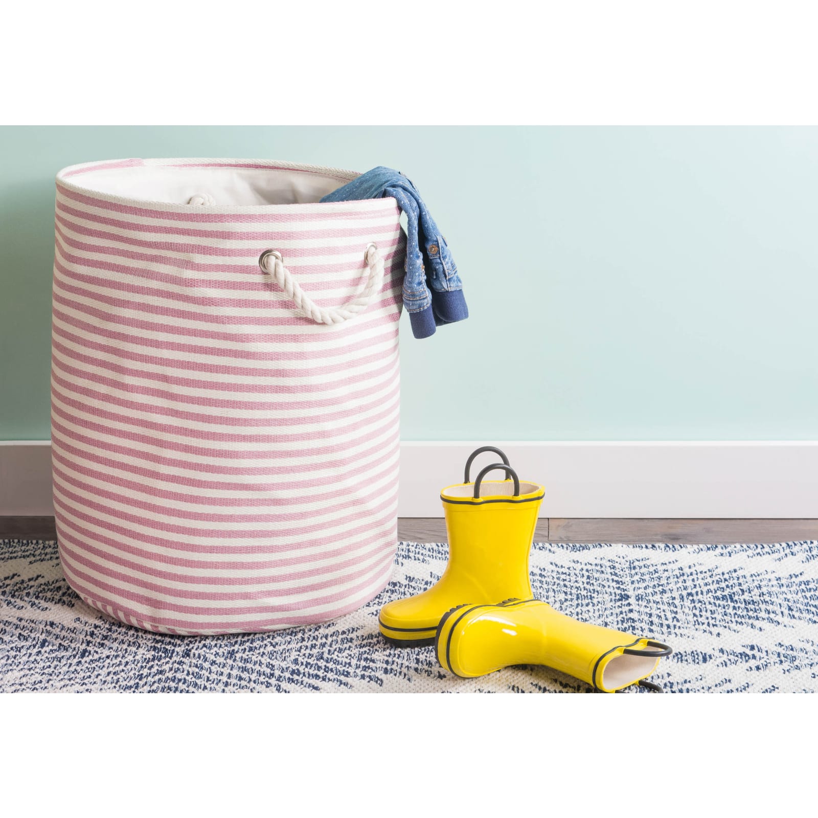 DII® 17" Pinstripe Woven Paper Storage Bin