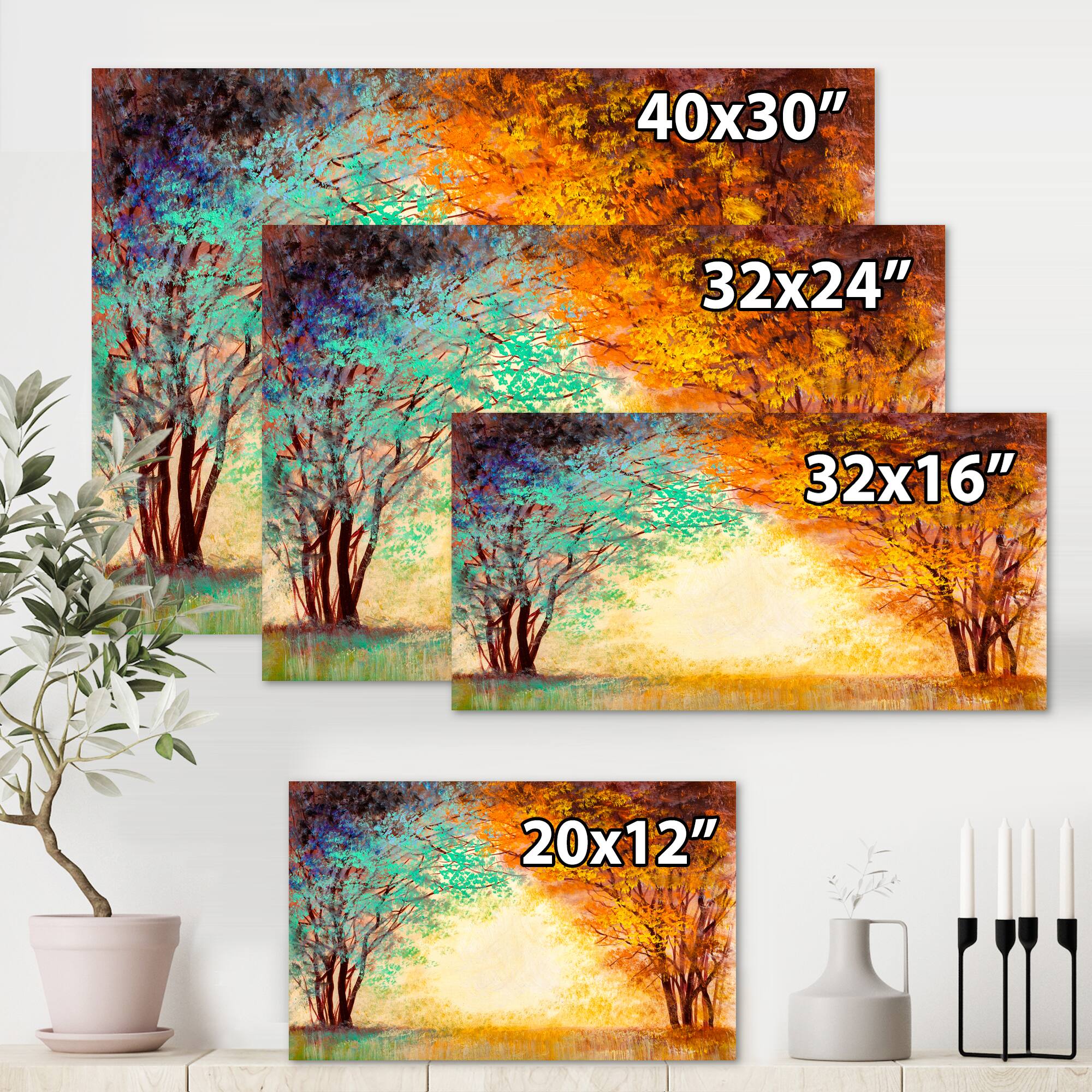 Designart - Alley Through The Park In Autumn Sunset