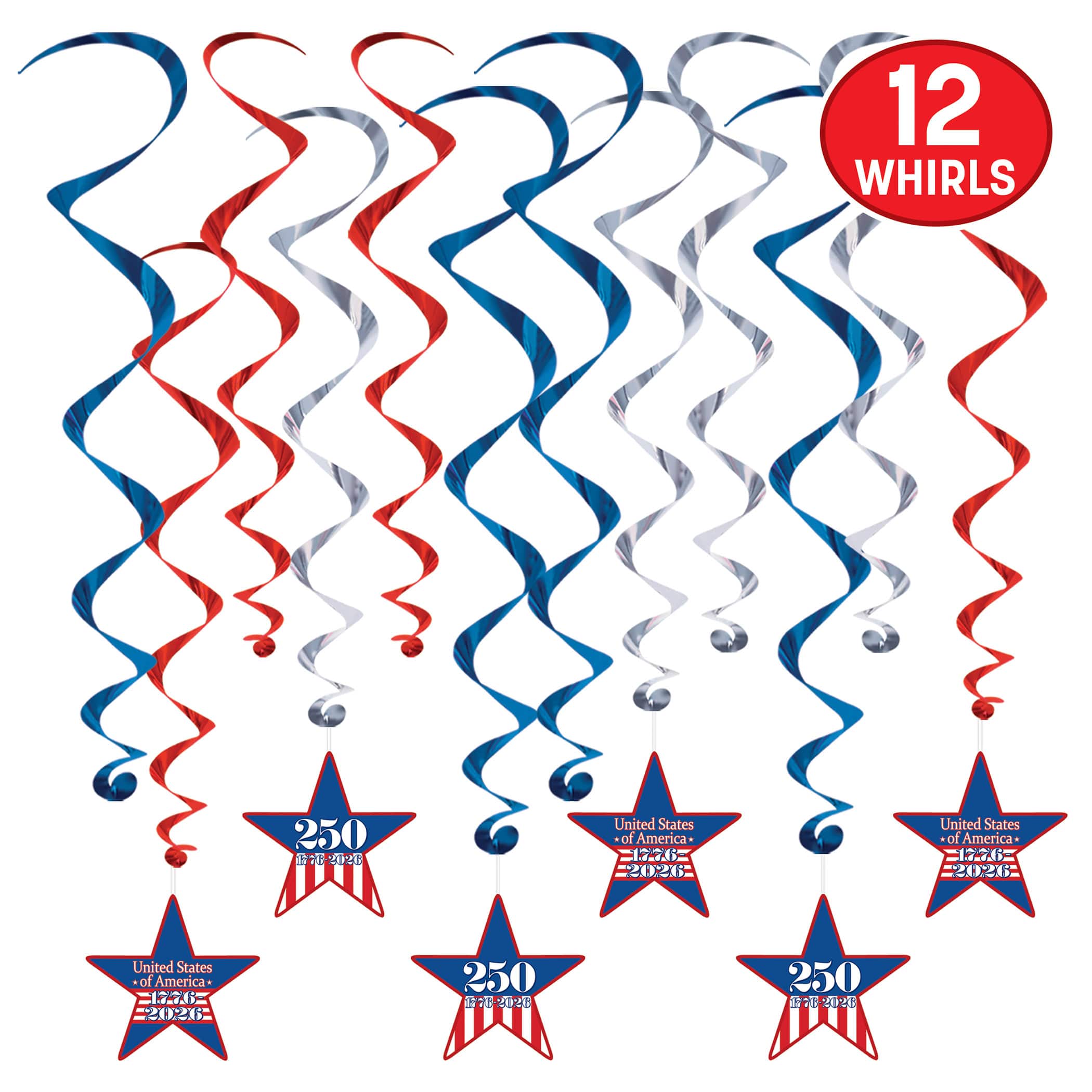 Beistle Semiquincentennial Whirls, 12ct.
