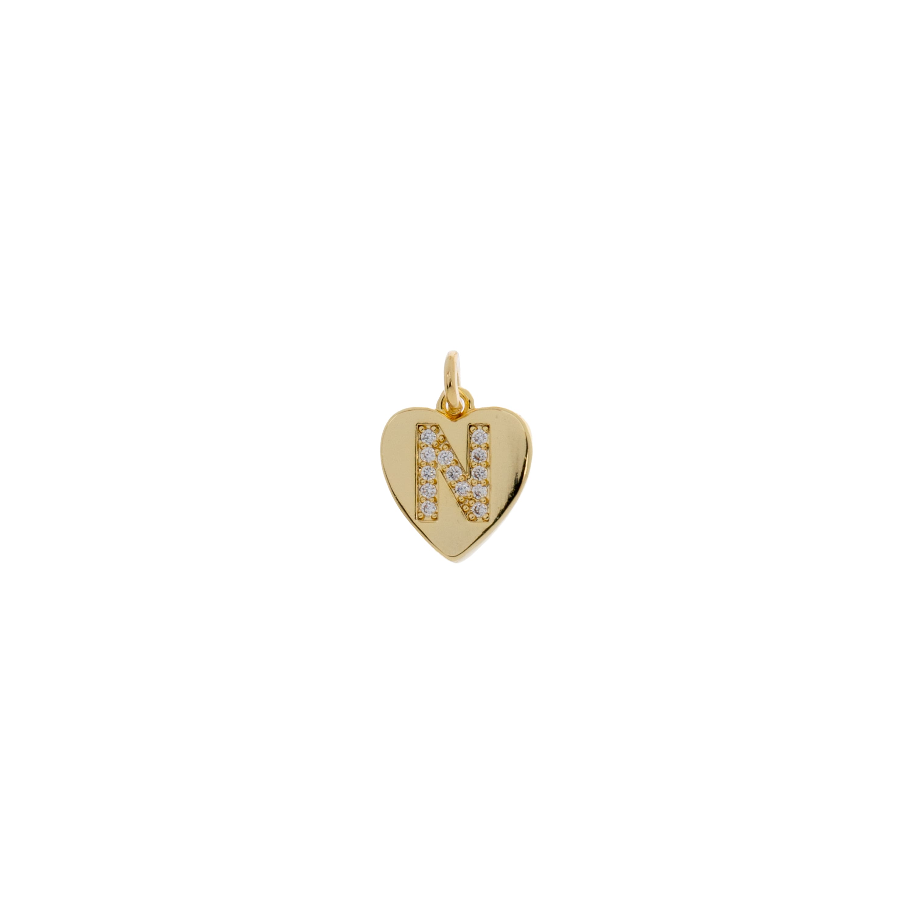 14K Gold-Plated Crystal Letter Heart Charm by Bead Landing