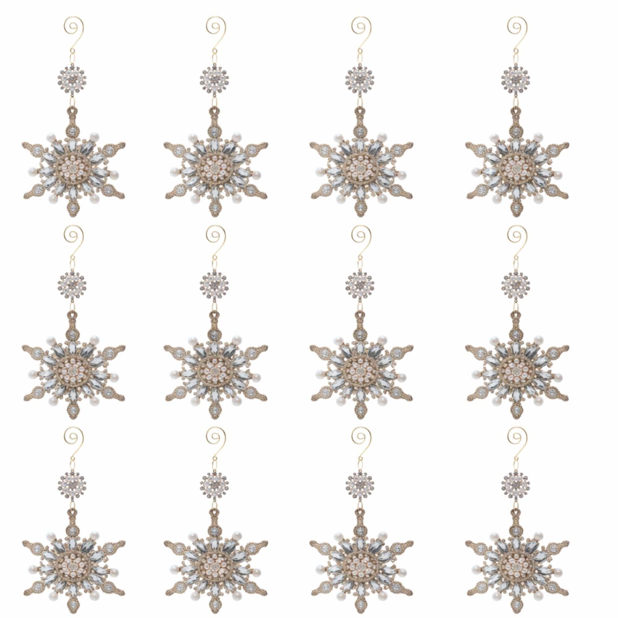 Melrose 10" Pearl & Jewel Snowflake Ornaments, 12ct.