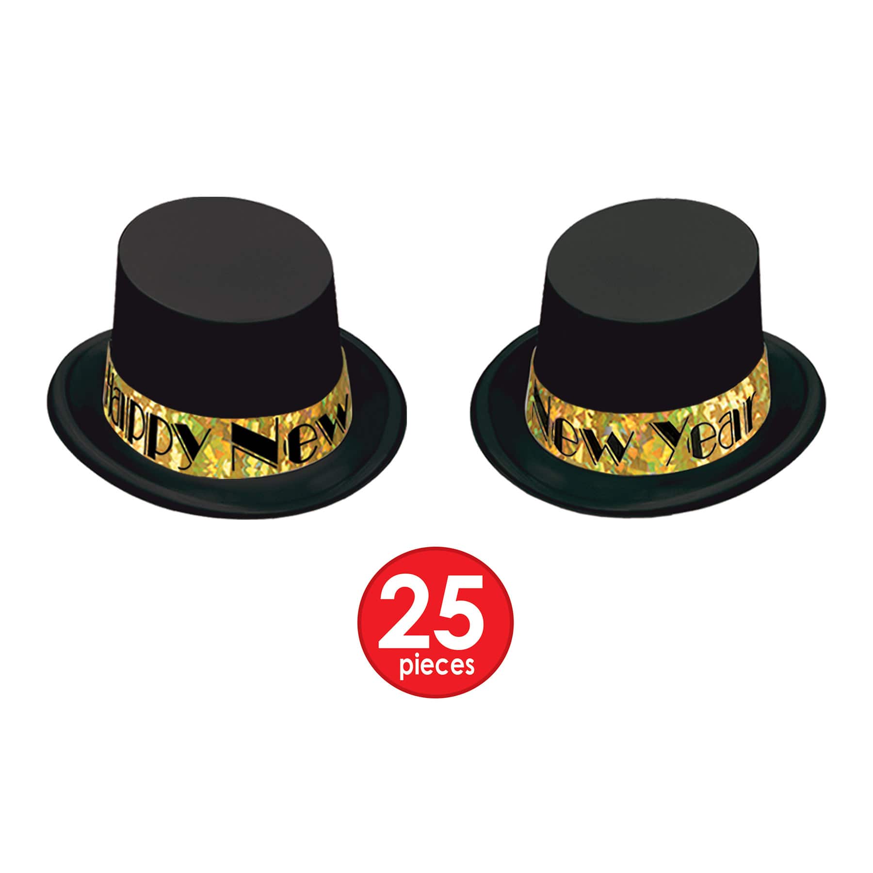 Beistle Black & Gold New Year Top Hat Party Favor Kit for 50