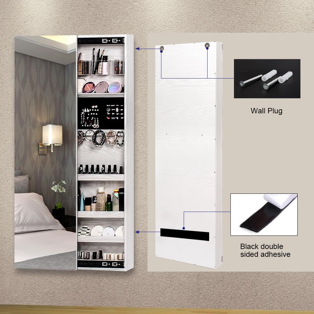 Mountain Home Elegant White Over-the-Door Mounted Jewelry Armoire