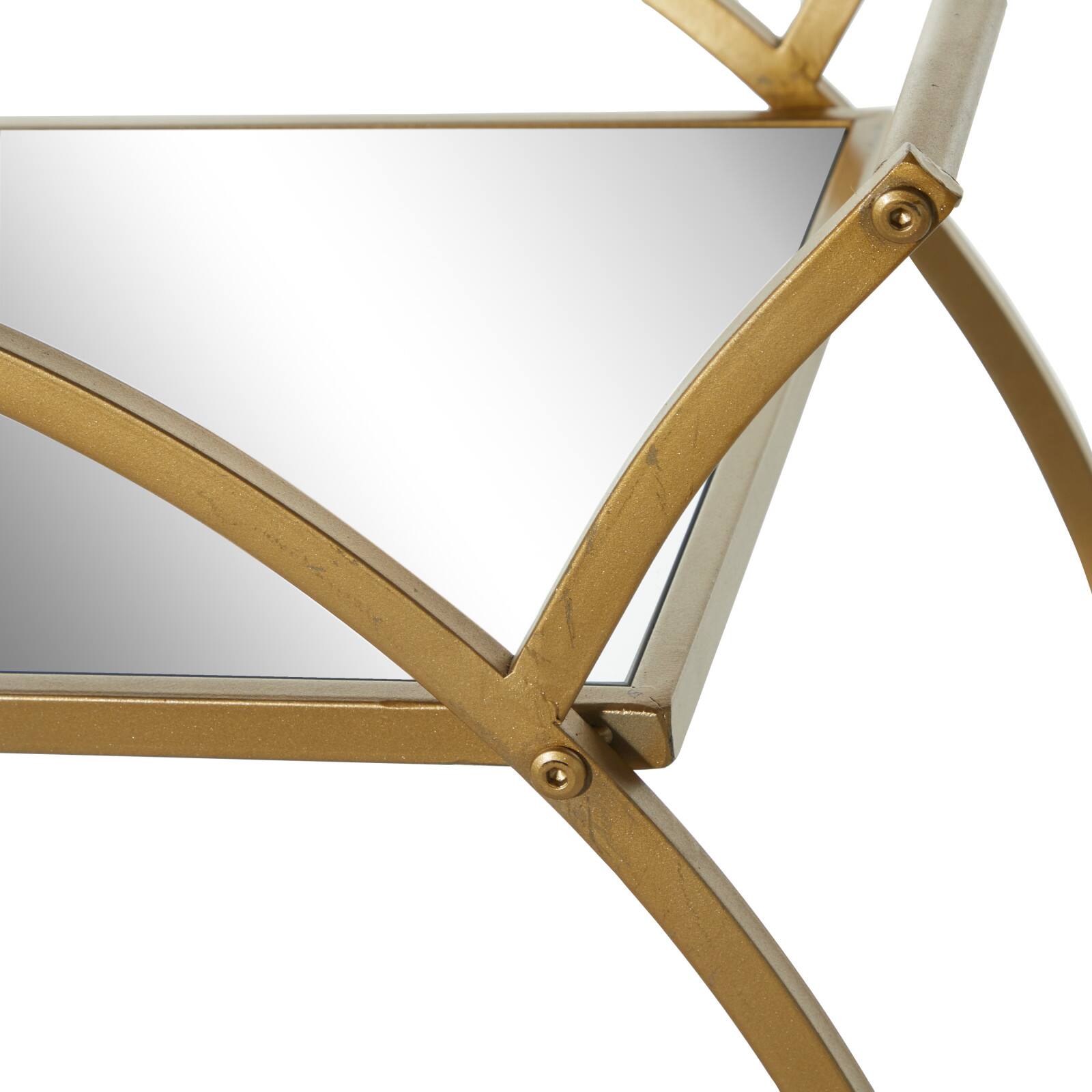 Gold Iron & Mirror Contemporary Bar Cart