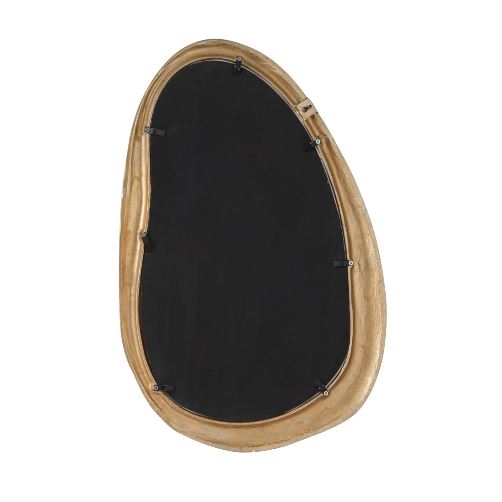 Gold Aluminum Contemporary Abstract Wall Mirror, 23" x 1" x 35"