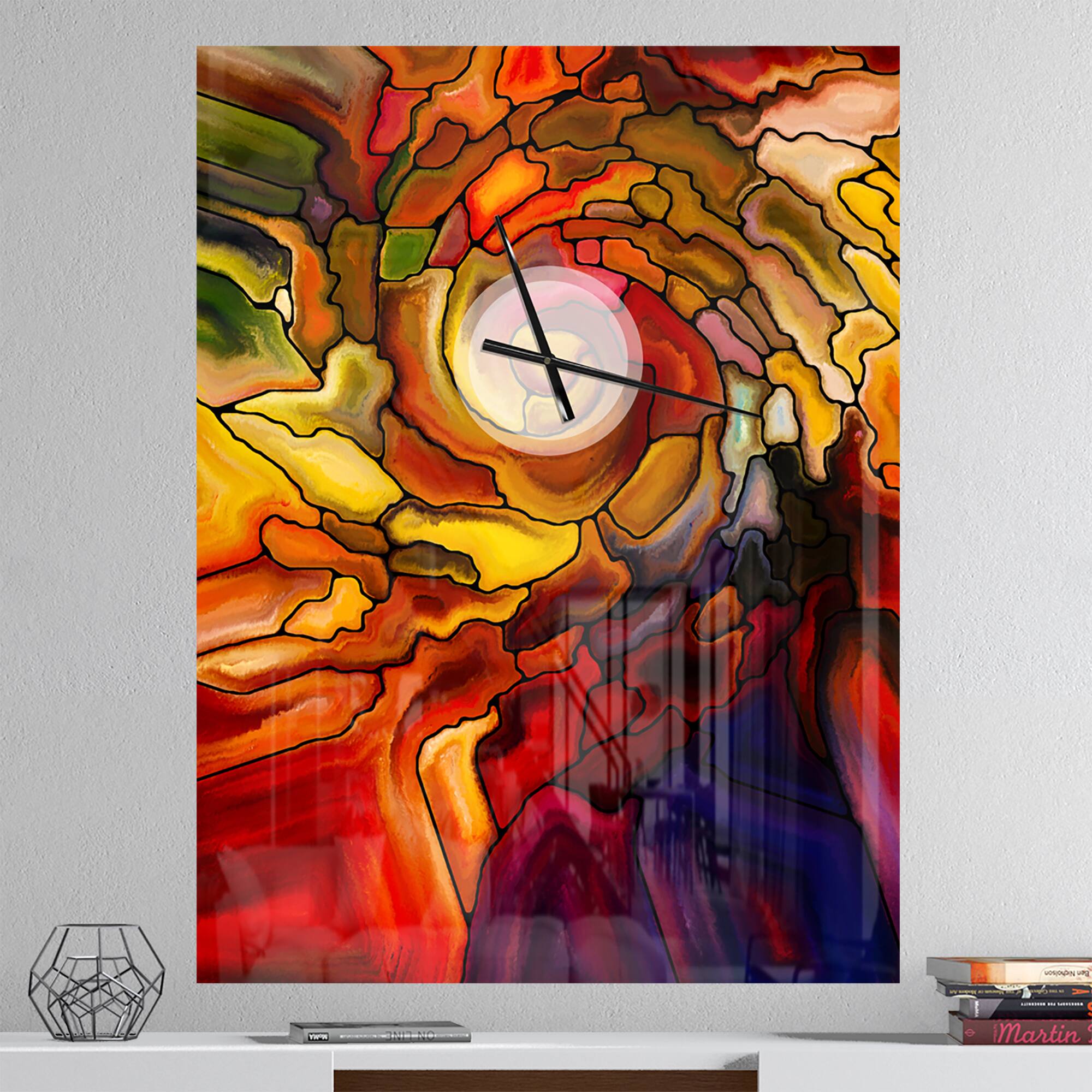 Designart 'Illusions Of Stained Glass Modern Rectangular Wall Clock