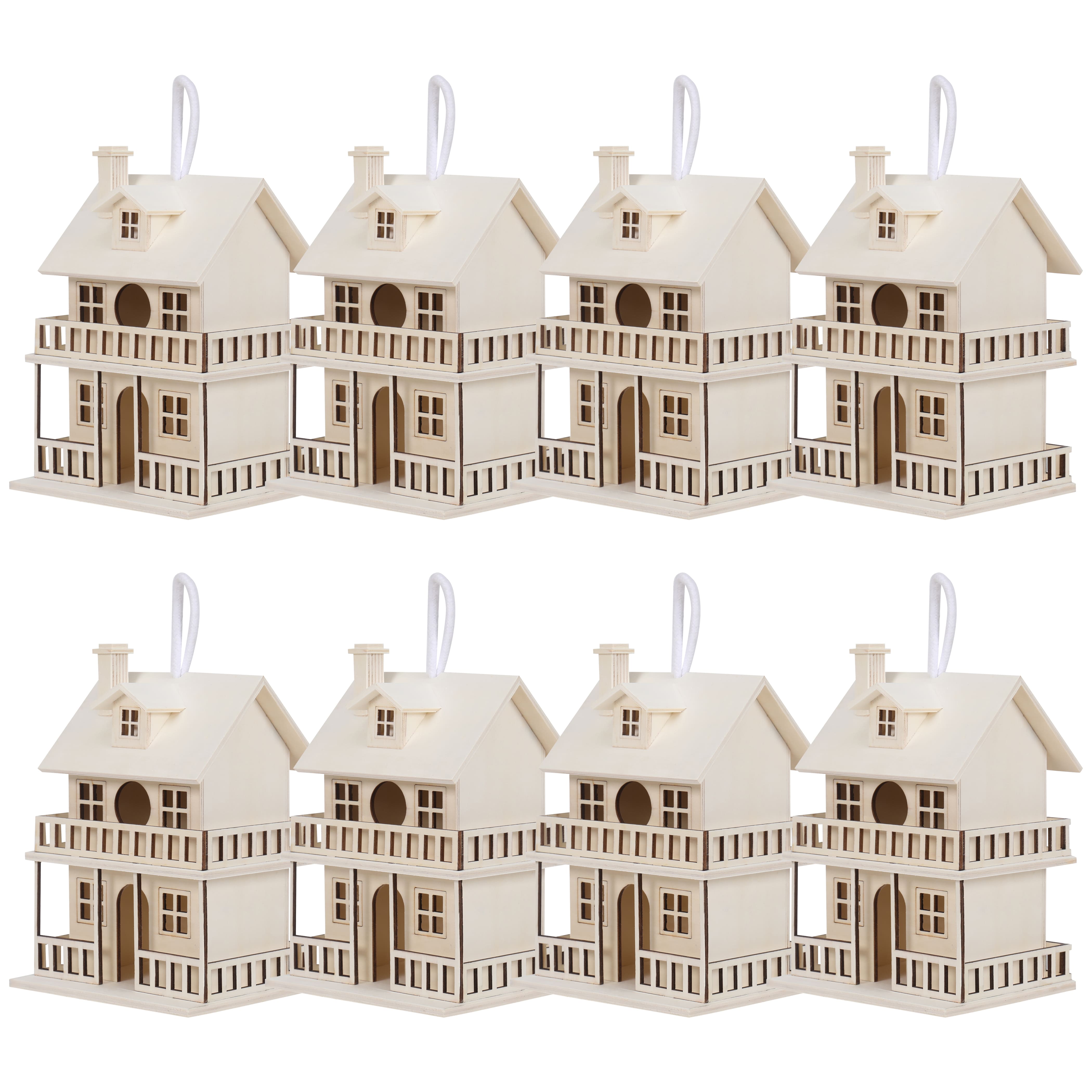 8 Pack: 9" Wood 2-Story Birdhouse by Make Market®
