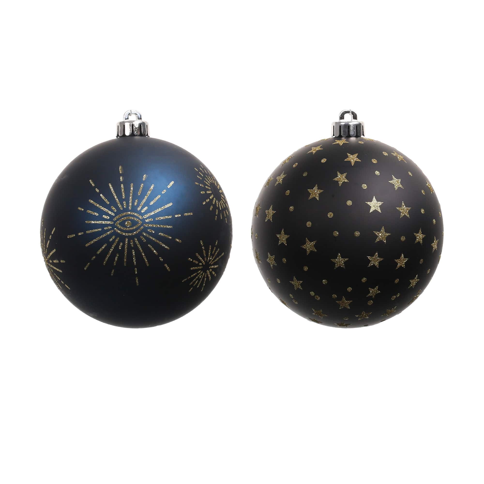 2 Pack 6" Black Celestial Halloween Ball Ornaments by Ashland®