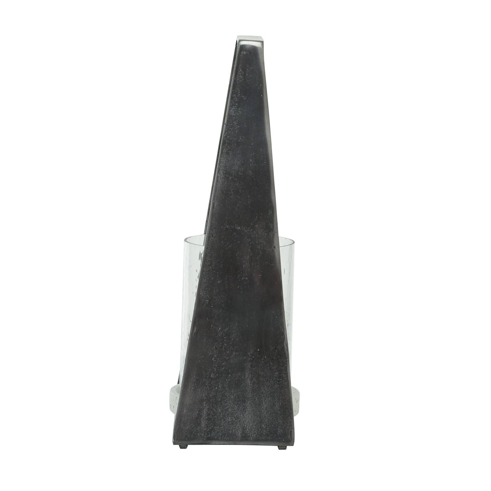 Black Terrazzo Contemporary Candle Holder Lantern, 18" x 8" x 5"