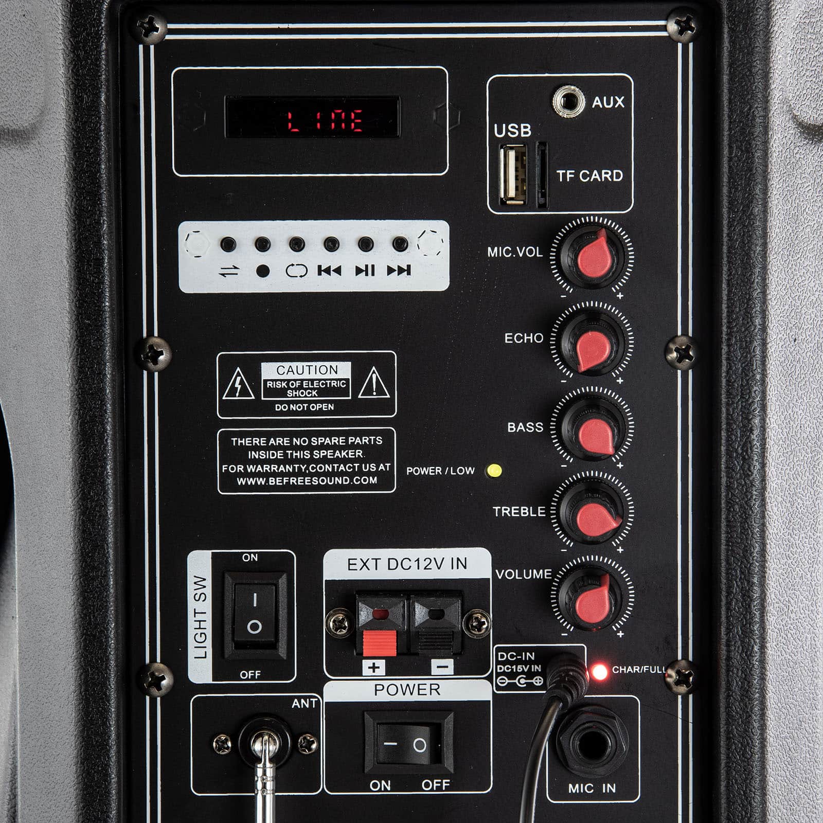 beFree Sound 12" 2500 Watt Bluetooth Portable Party PA Speaker With Illuminating Lights & USB