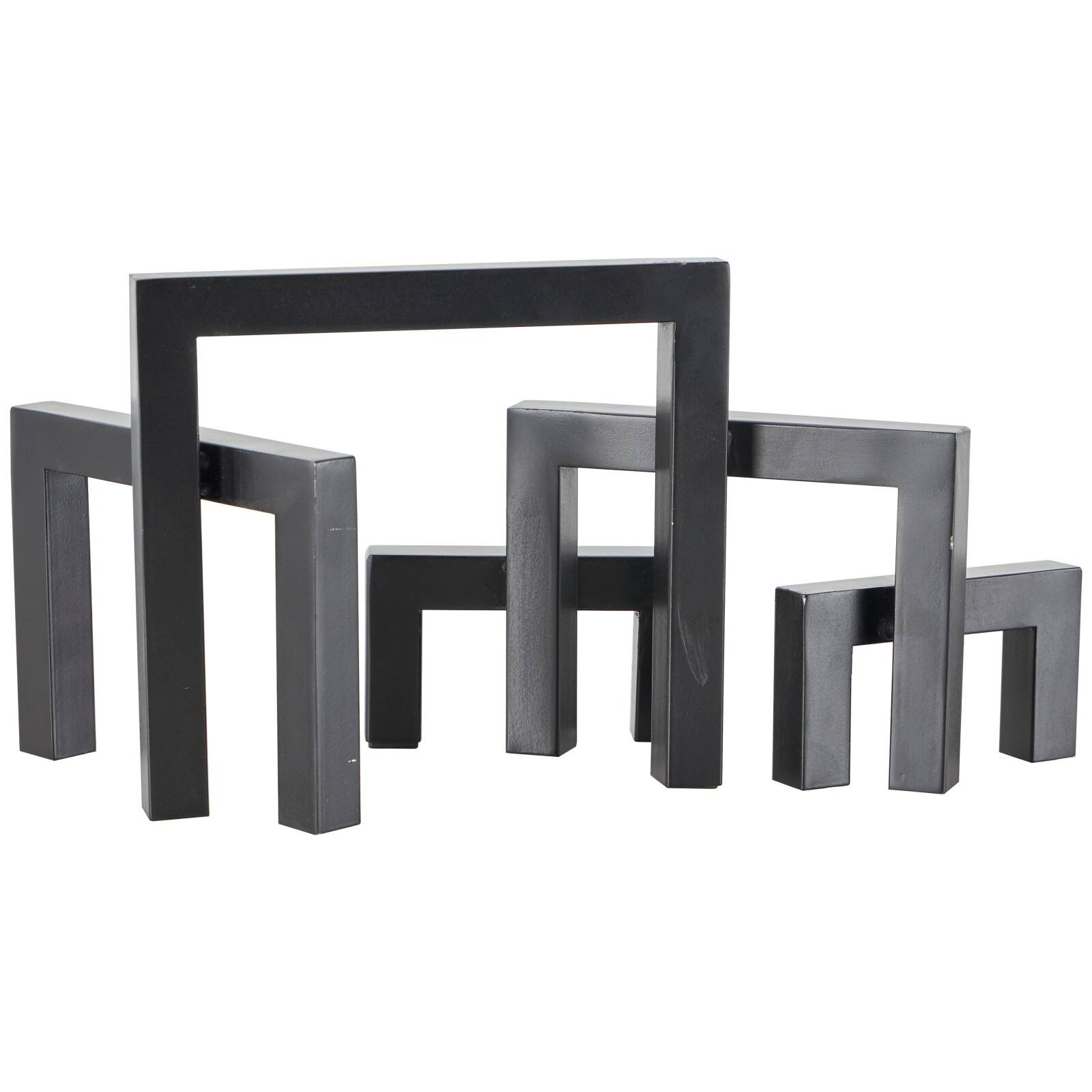 13" Black Metal Geometric Abstract Square Arched Sculpture