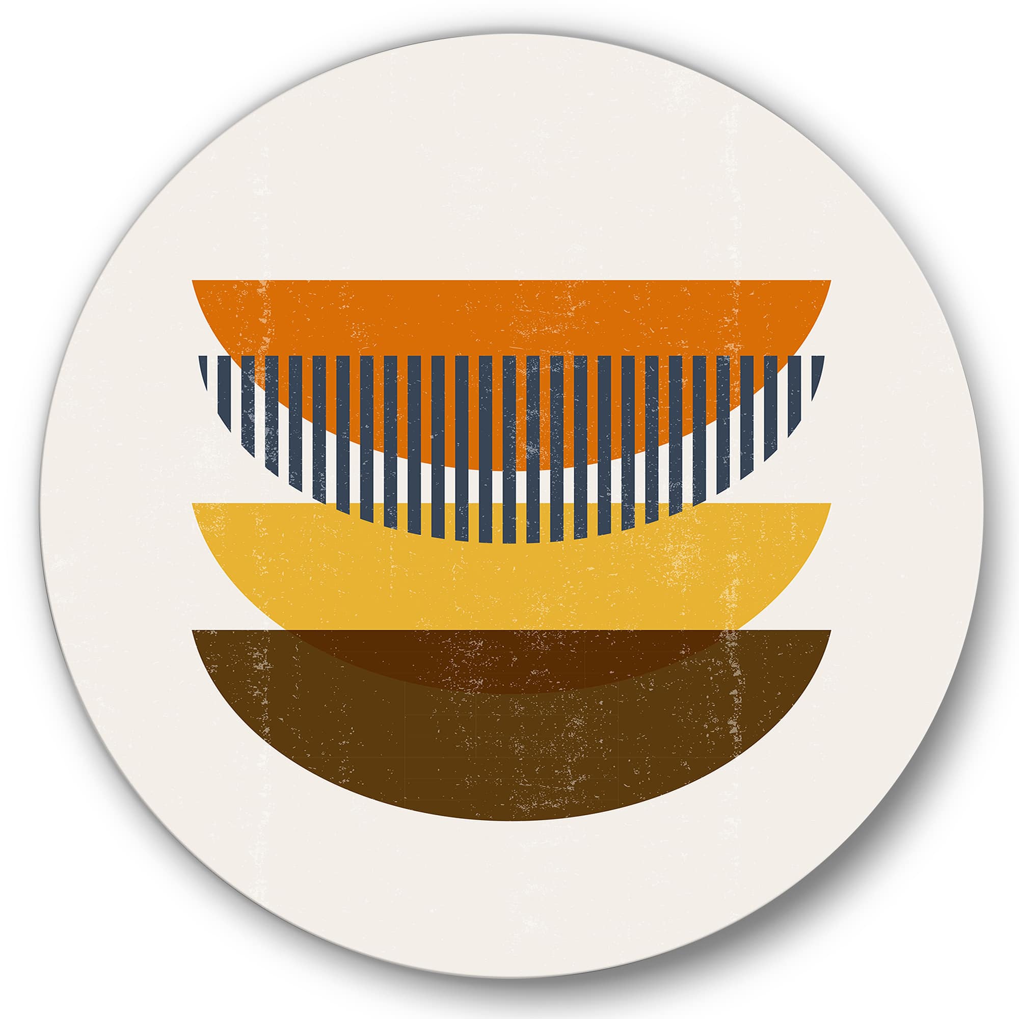 Designart - Abstract Geometric Moon In Earth Tones - Modern Metal Circle Wall Art