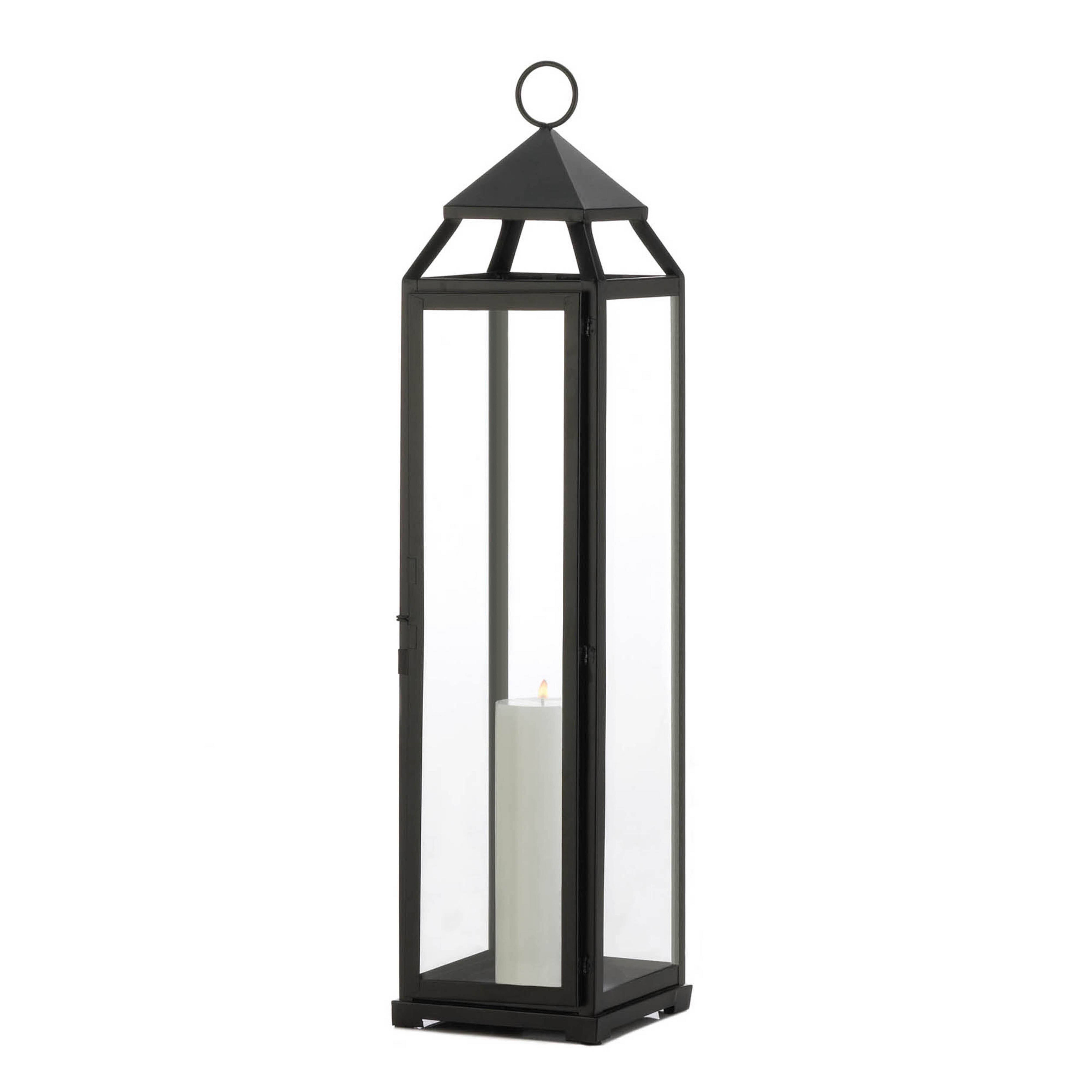 30" Black Iron & Glass Lantern