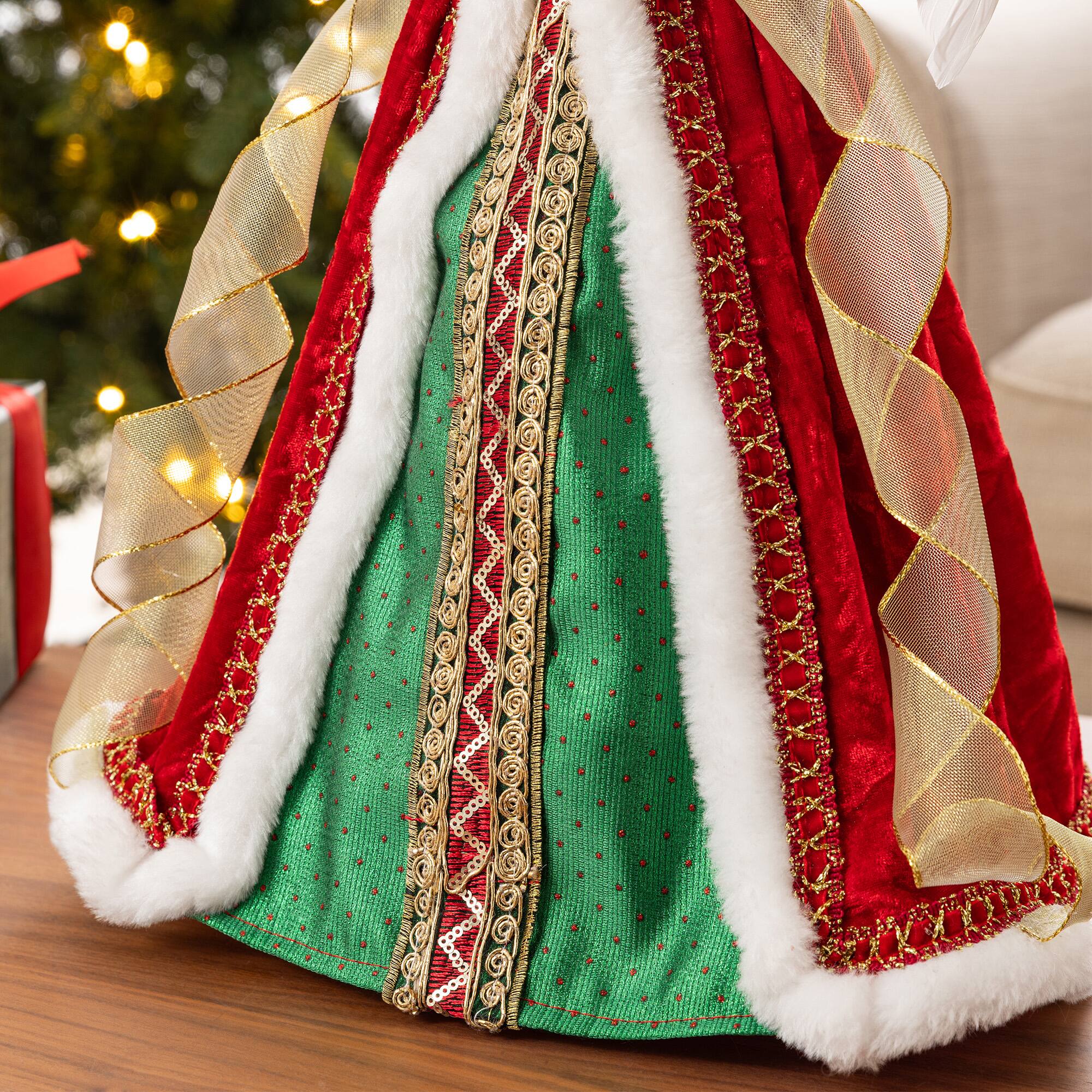 Glitzhome® 18" Faux Fur & PVC Traditional Christmas Angel Tree Topper with Porcelain Face