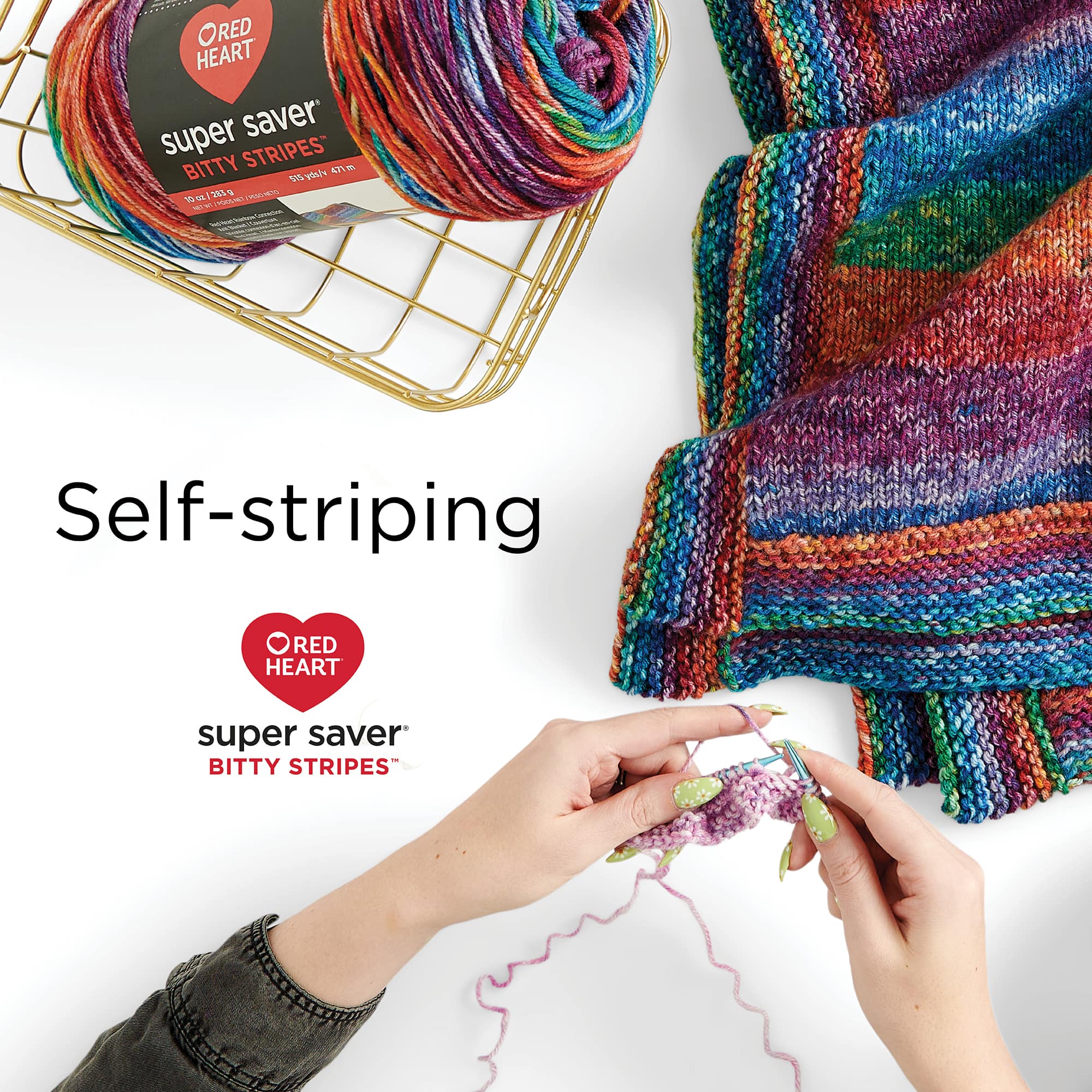 2 Pack Red Heart® Super Saver® Bitty Stripes™ Yarn