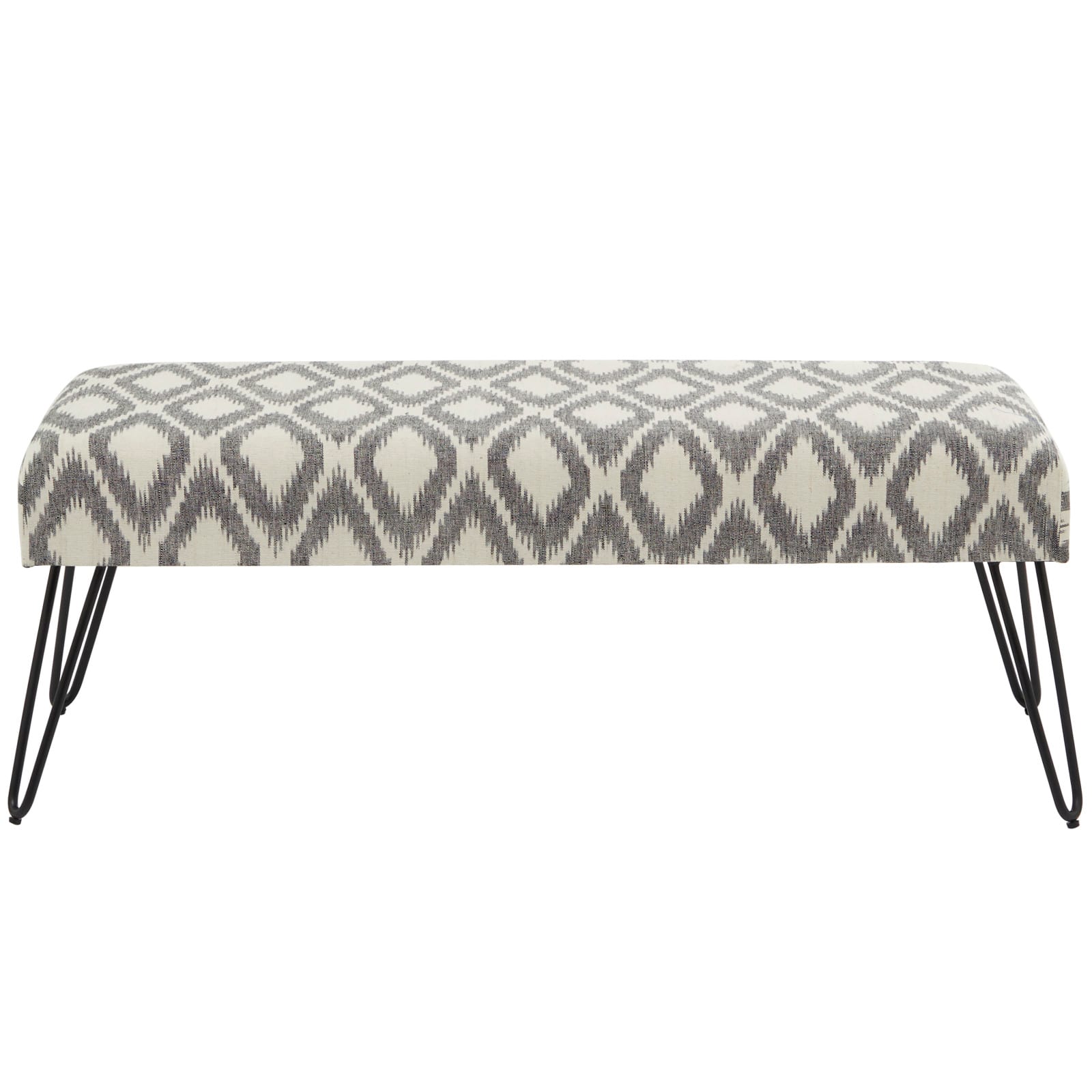 47" Gray Metal Diamond Bench with Metal Hairpin Legs