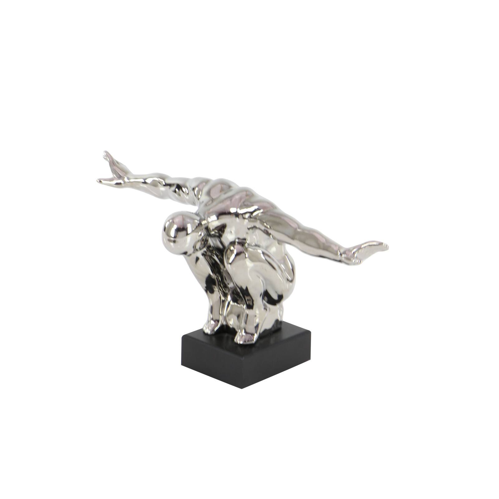 17" Silver Porcelain Traditional Man Sculpture