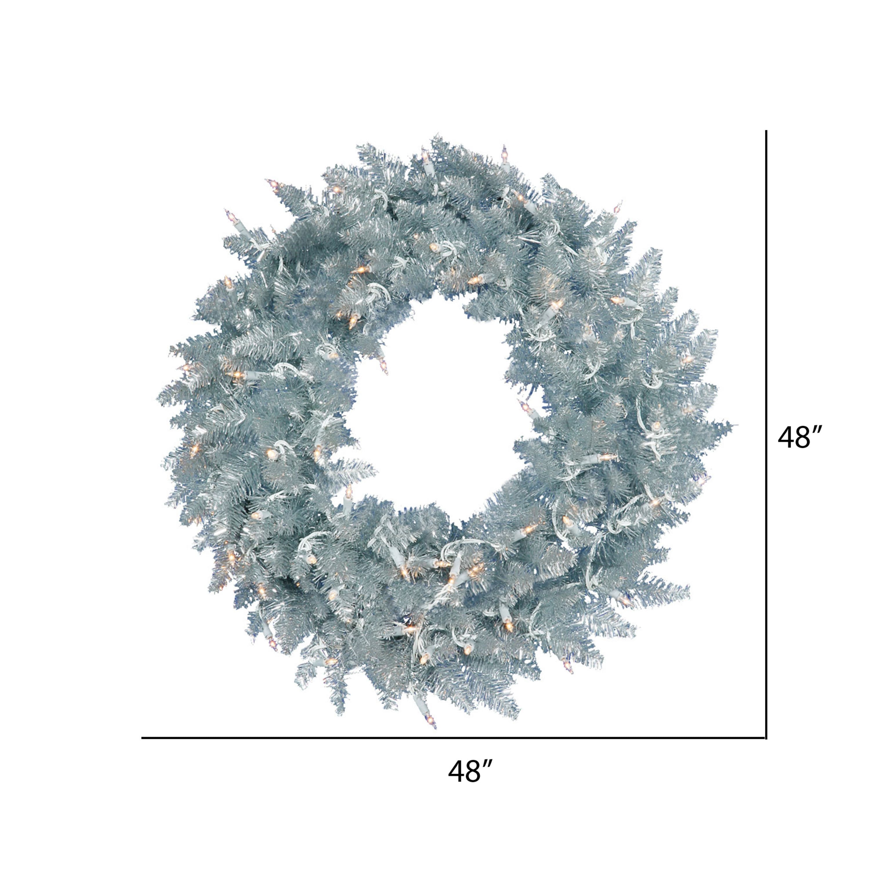 48" Pre-Lit Silver Fir Artificial Christmas Wreath, Warm White Dura-Lit LED Lights