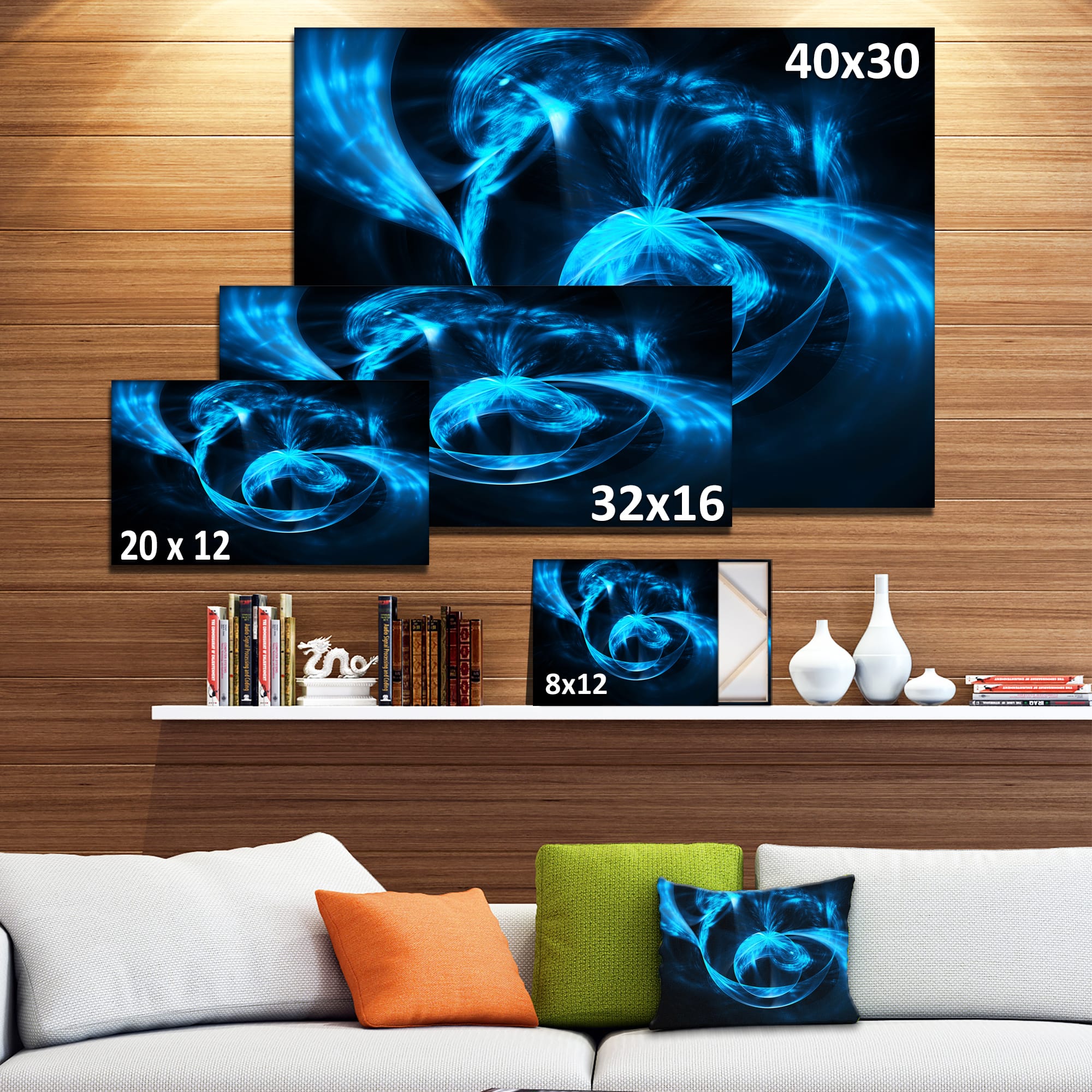 Designart - Fractal 3D Circled Blue Waves
