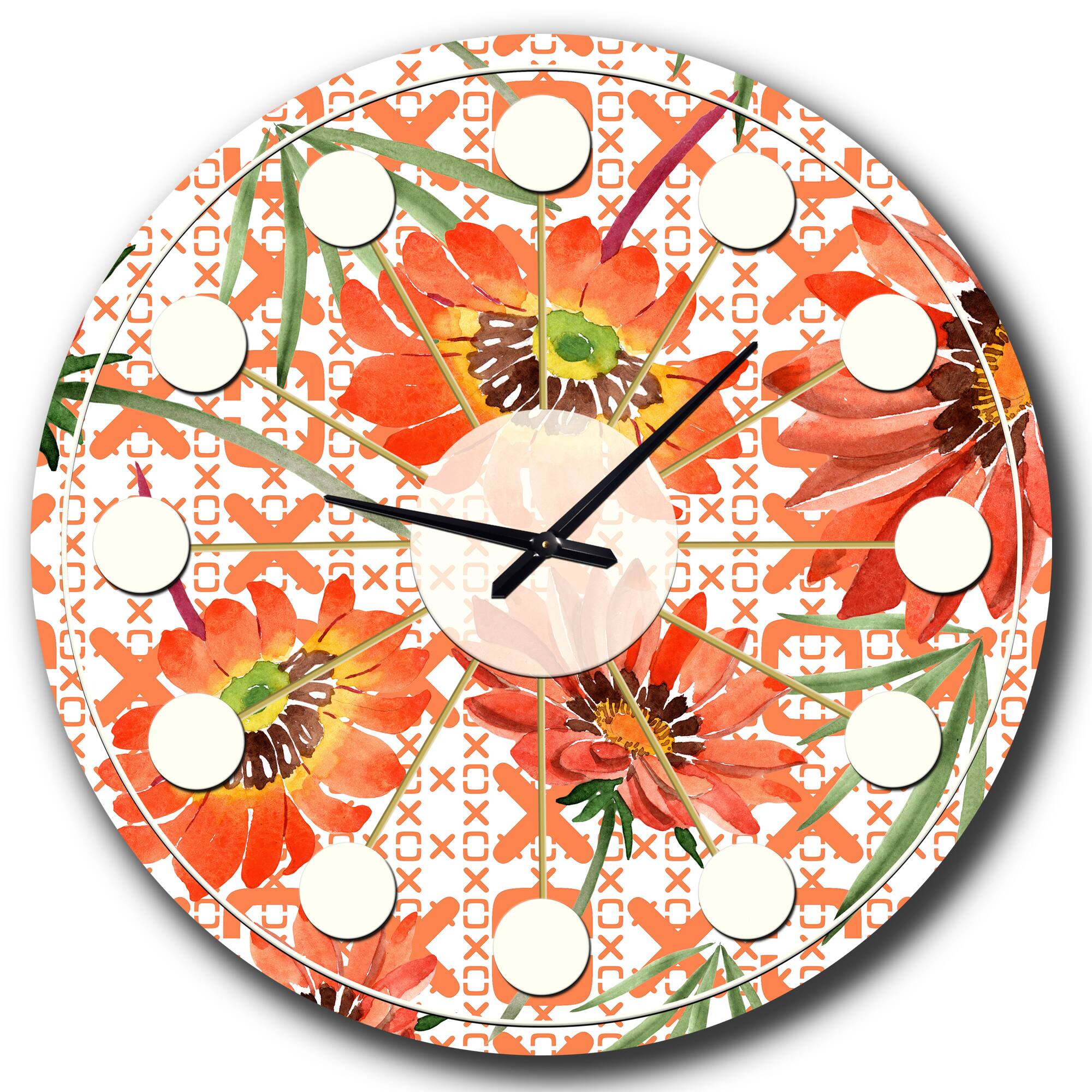 Designart Floral Botanical Retro I Mid-Century Modern Wall Clock