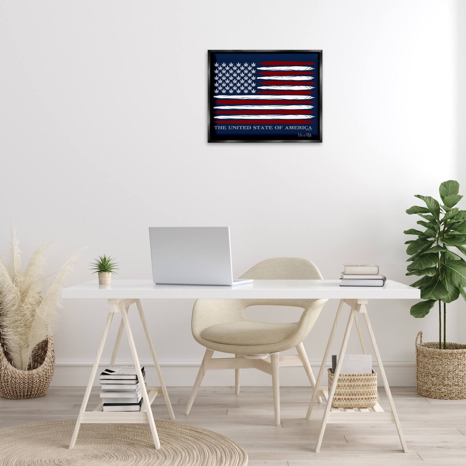 Stupell Industries Herb America Flag Floater Framed Art
