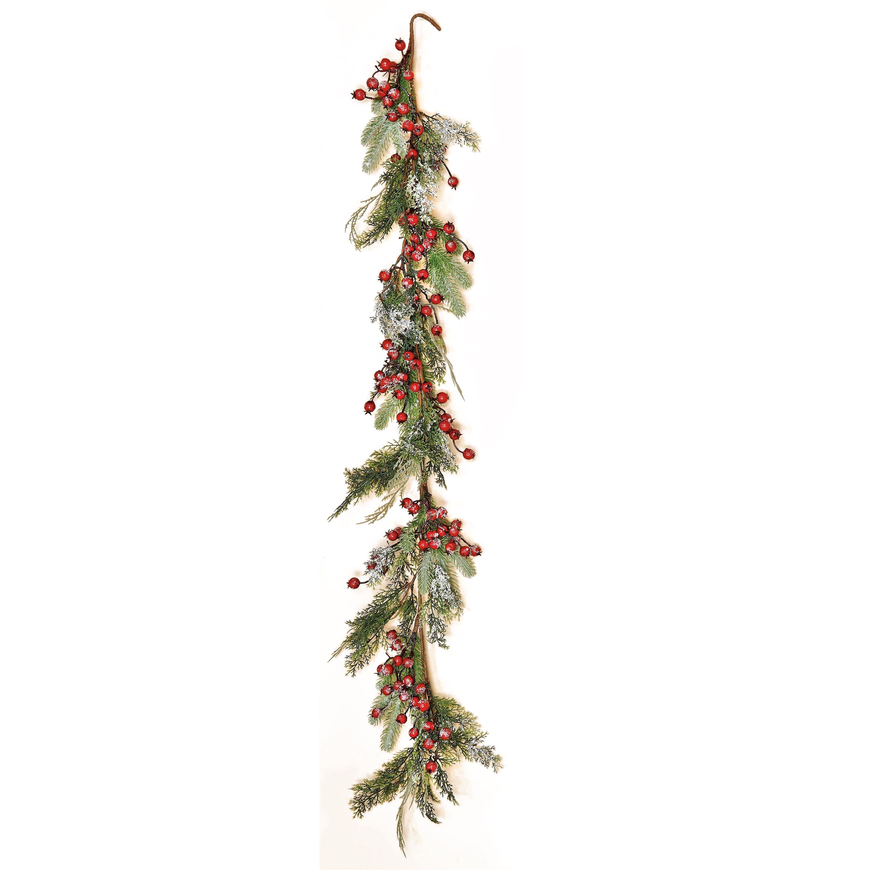 60" Snowy Mixed Pine Garland with Berries