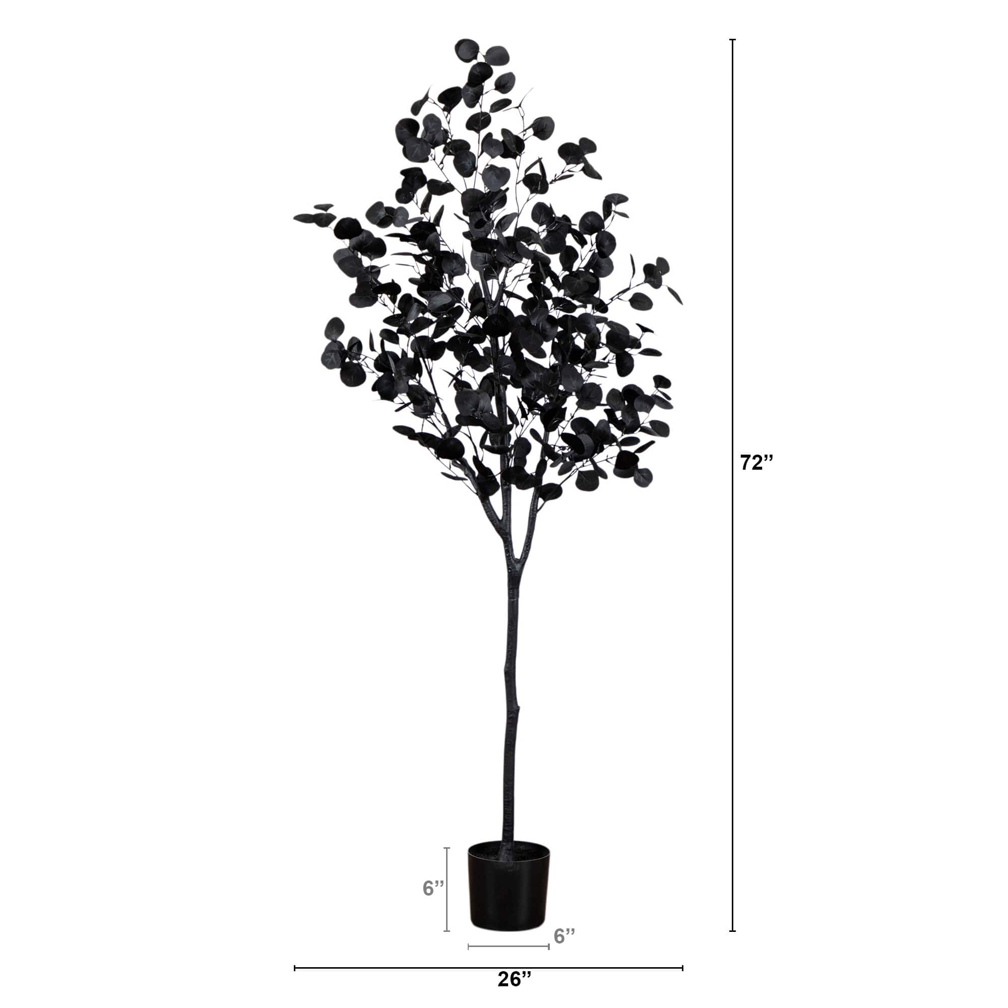 6ft. Artificial Halloween Black Eucalyptus Tree