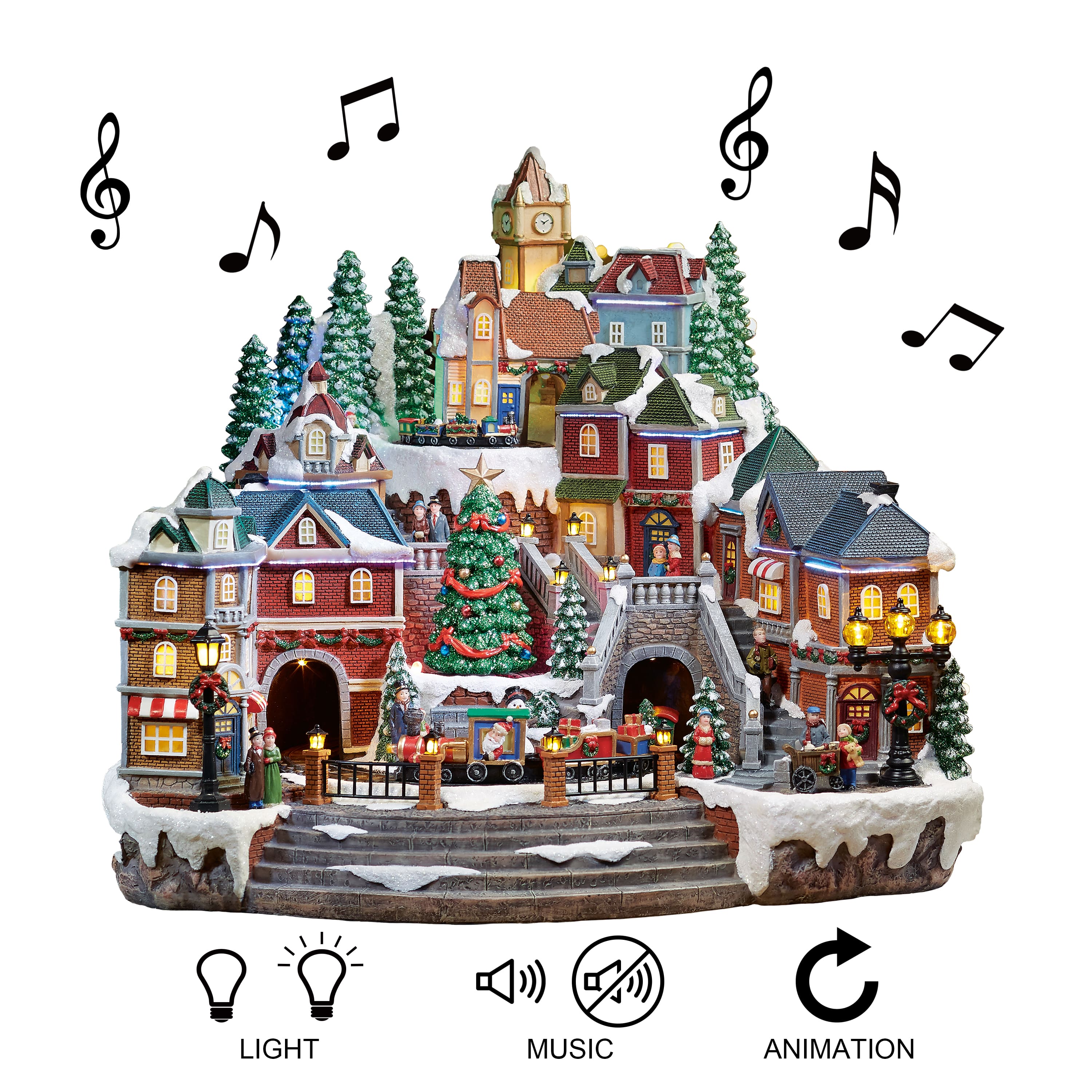 Moments in Time 14.8" Animated Tiered Village Town Centerpiece Décor