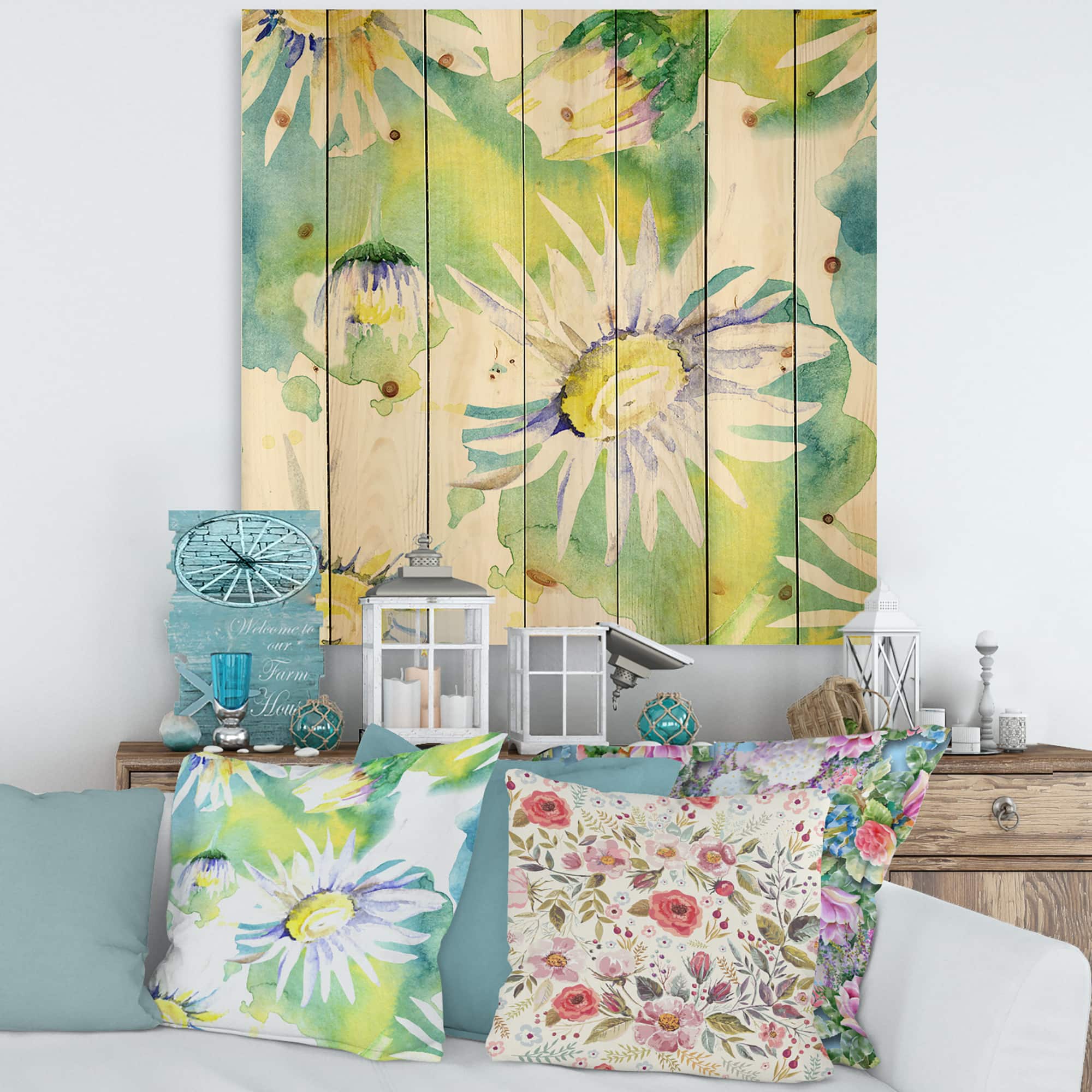 Designart - Daisy Flowers Aquarelle Impression II