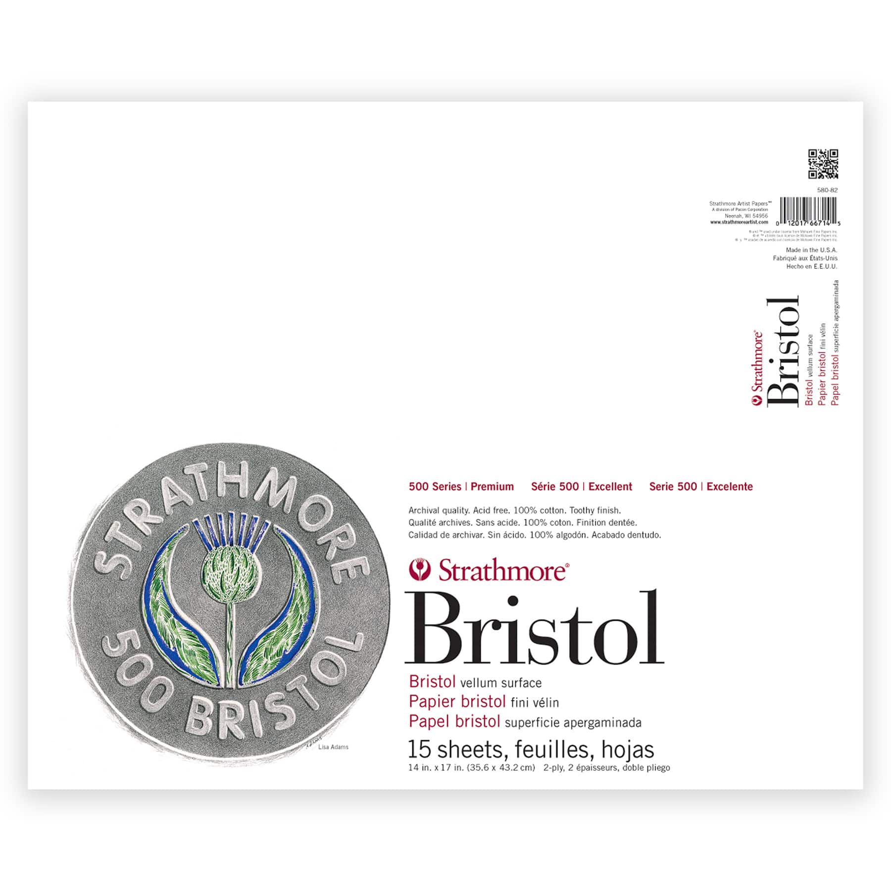 Strathmore® 500 Series Bristol Paper Pad, 15 Sheets