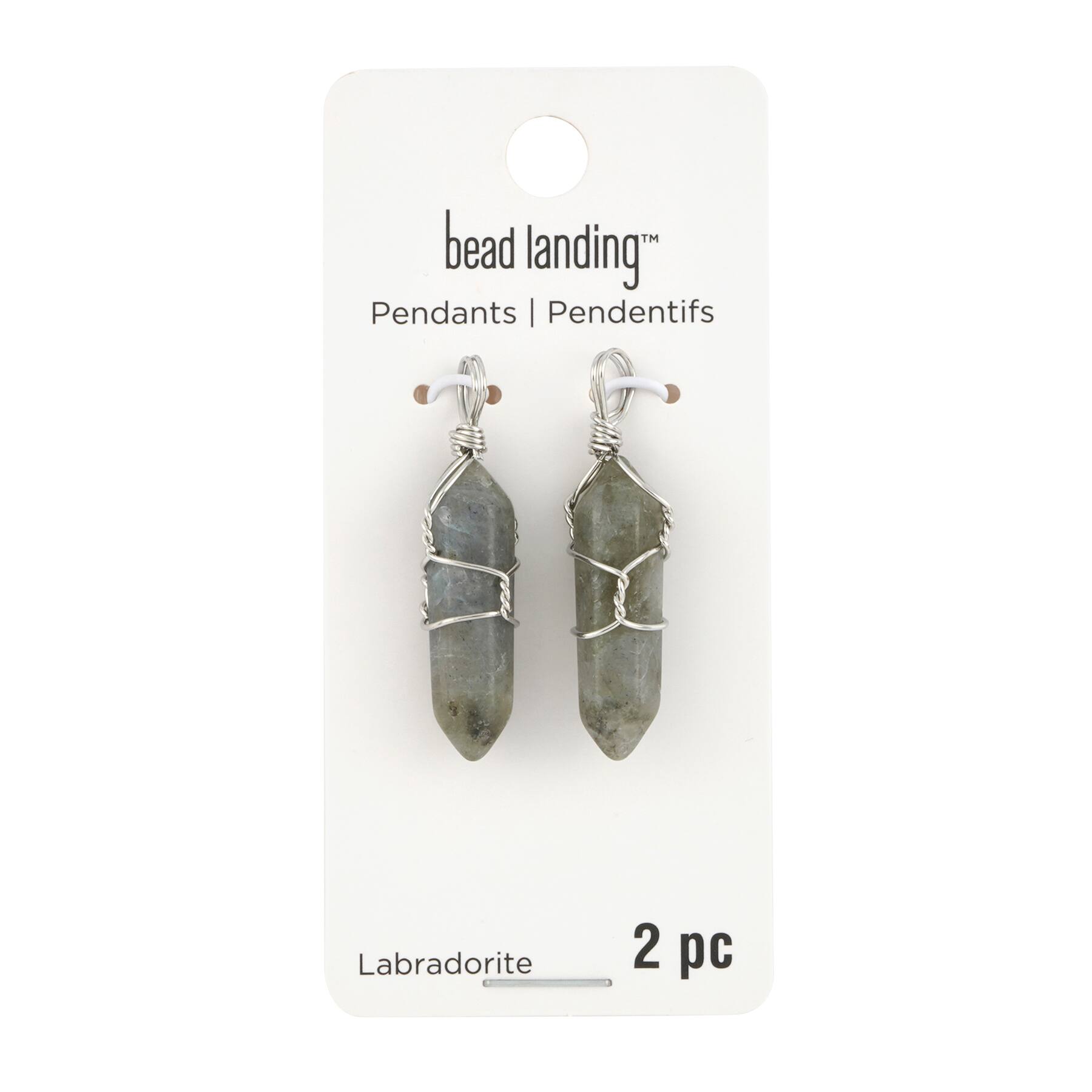 12 Packs: 2 ct. (24 total) Gray Labradorite Prism Pendants by Bead Landing™