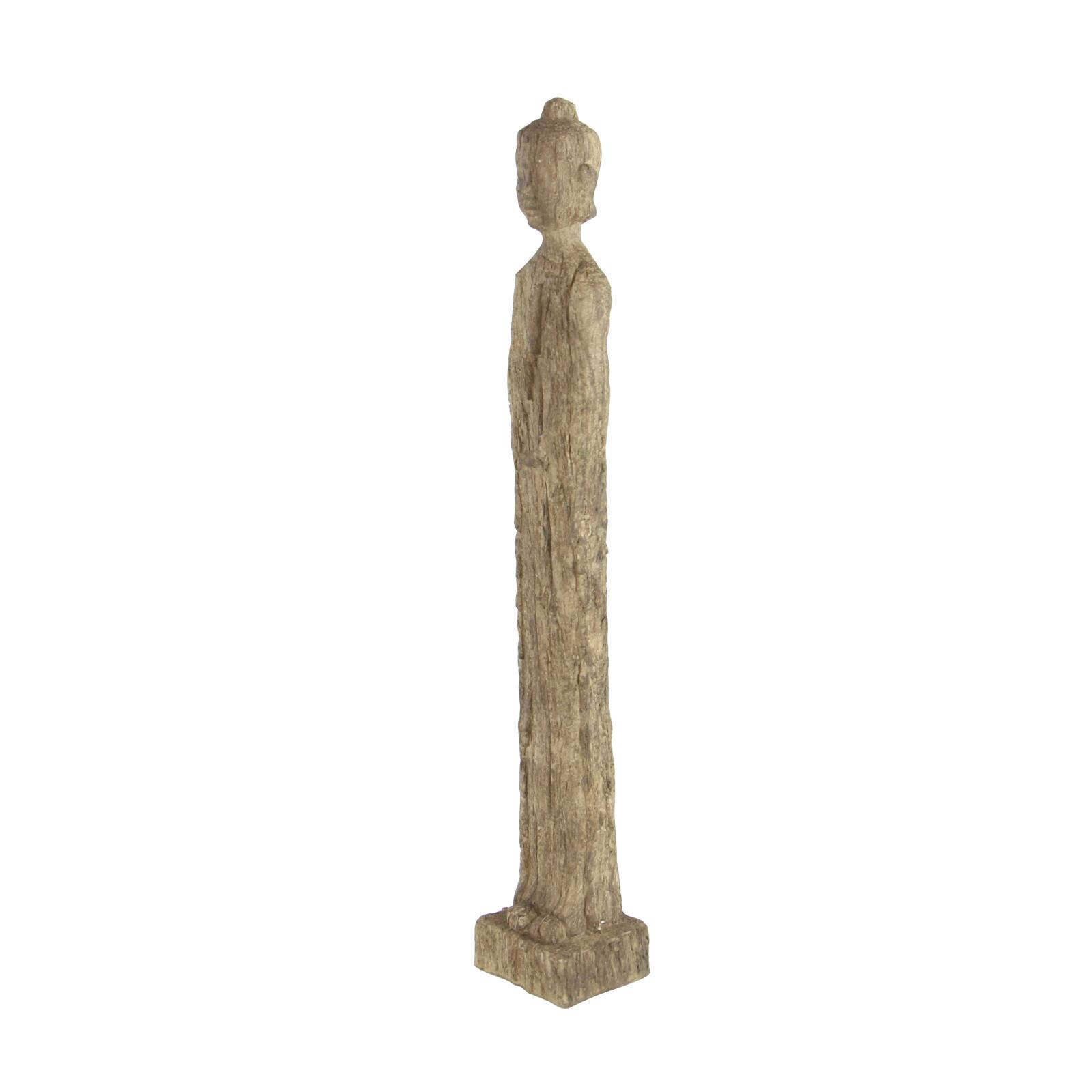 Beige Eclectic Polystone Sculpture, Buddha 32" x 5" x 4"