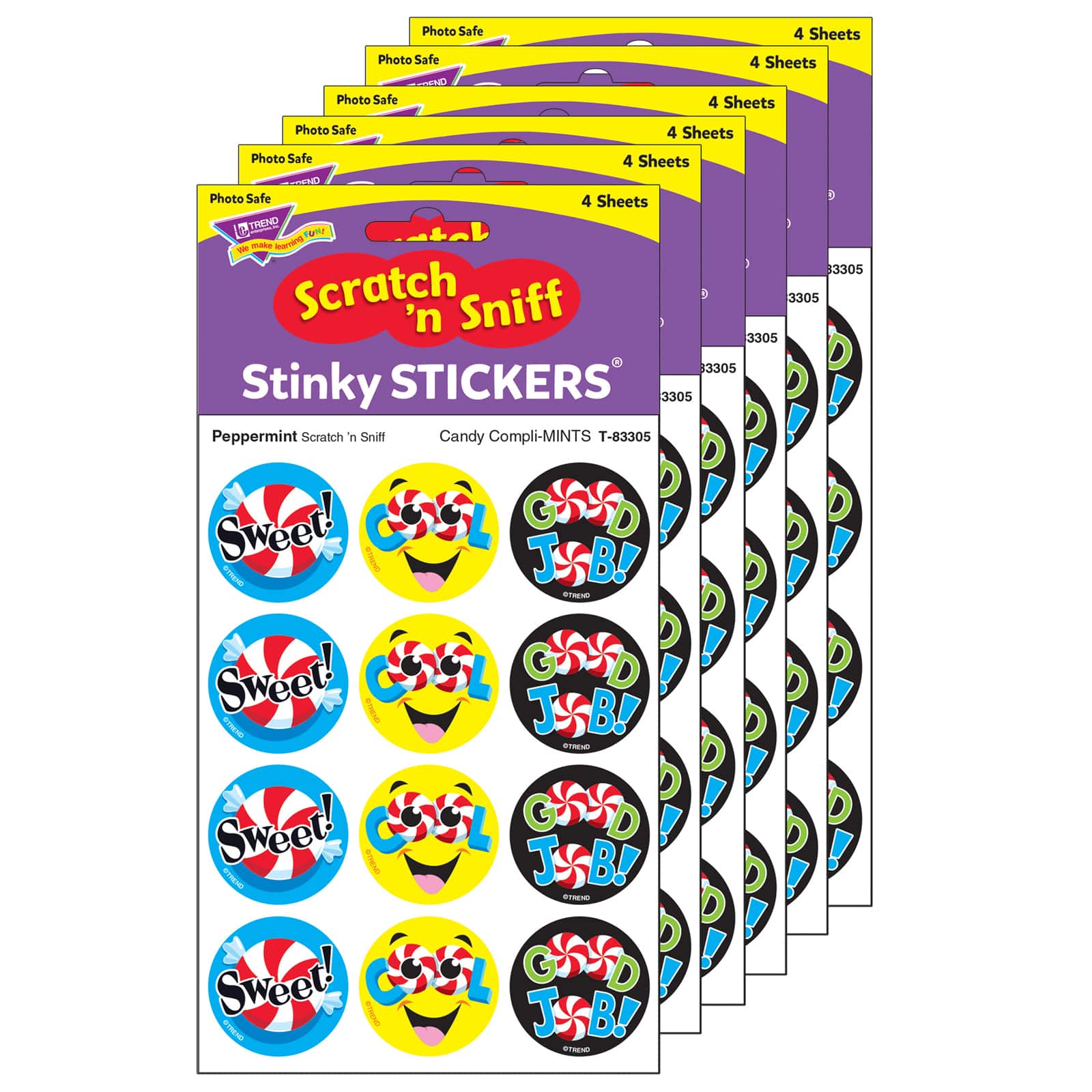 Trend Enterprises® Stinky Stickers® Candy Compli-MINTS/Peppermint, 6 Packs of 48ct.