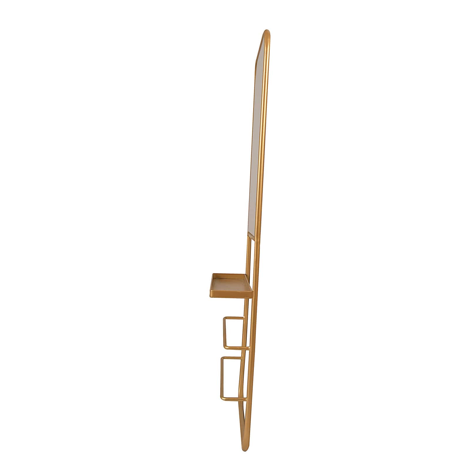 Hello Honey® 40" Gold Metal Wall Mirror with Shelf