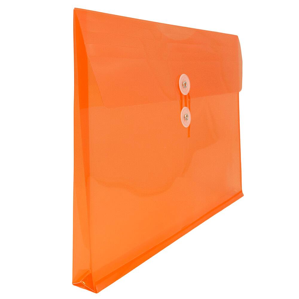 JAM Paper Letter Booklet Plastic Envelopes with Button & String Tie Closure, 12ct.