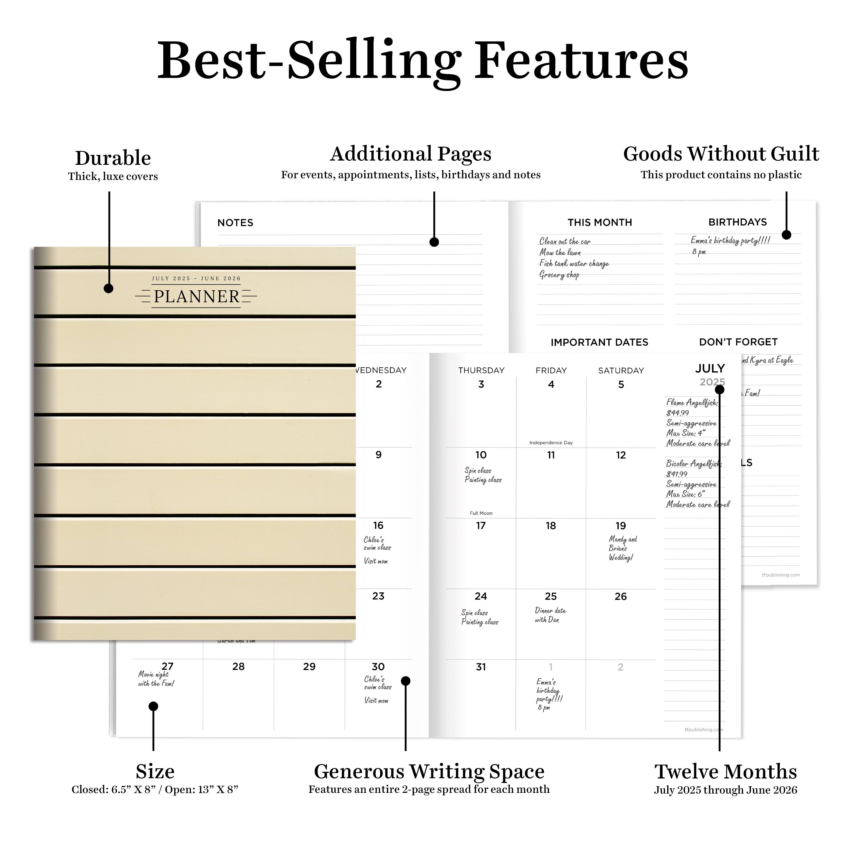 TF Publishing 2025-2026 Ebony & Ivory Medium Monthly Planner