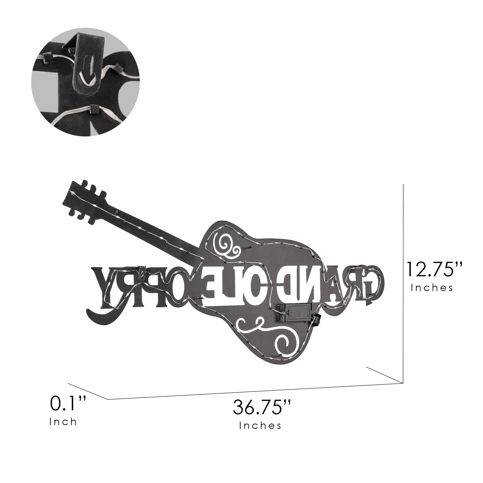 American Art Decor Grand Ole Opry laser Cut Guitar Metal Sign Featuring Back Lit LED - 36" x 17.6"