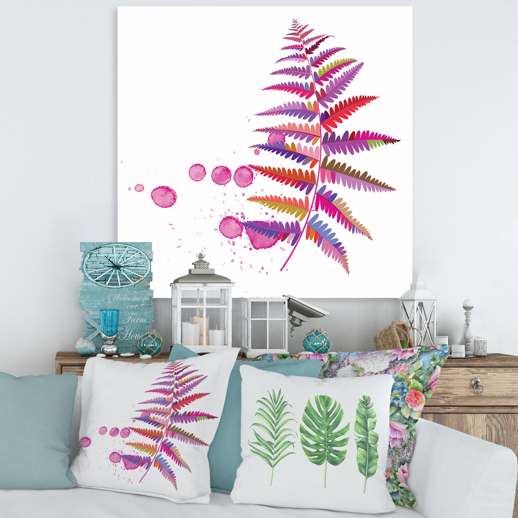 Designart - Purple Fern - Farmhouse Canvas Wall Art Print
