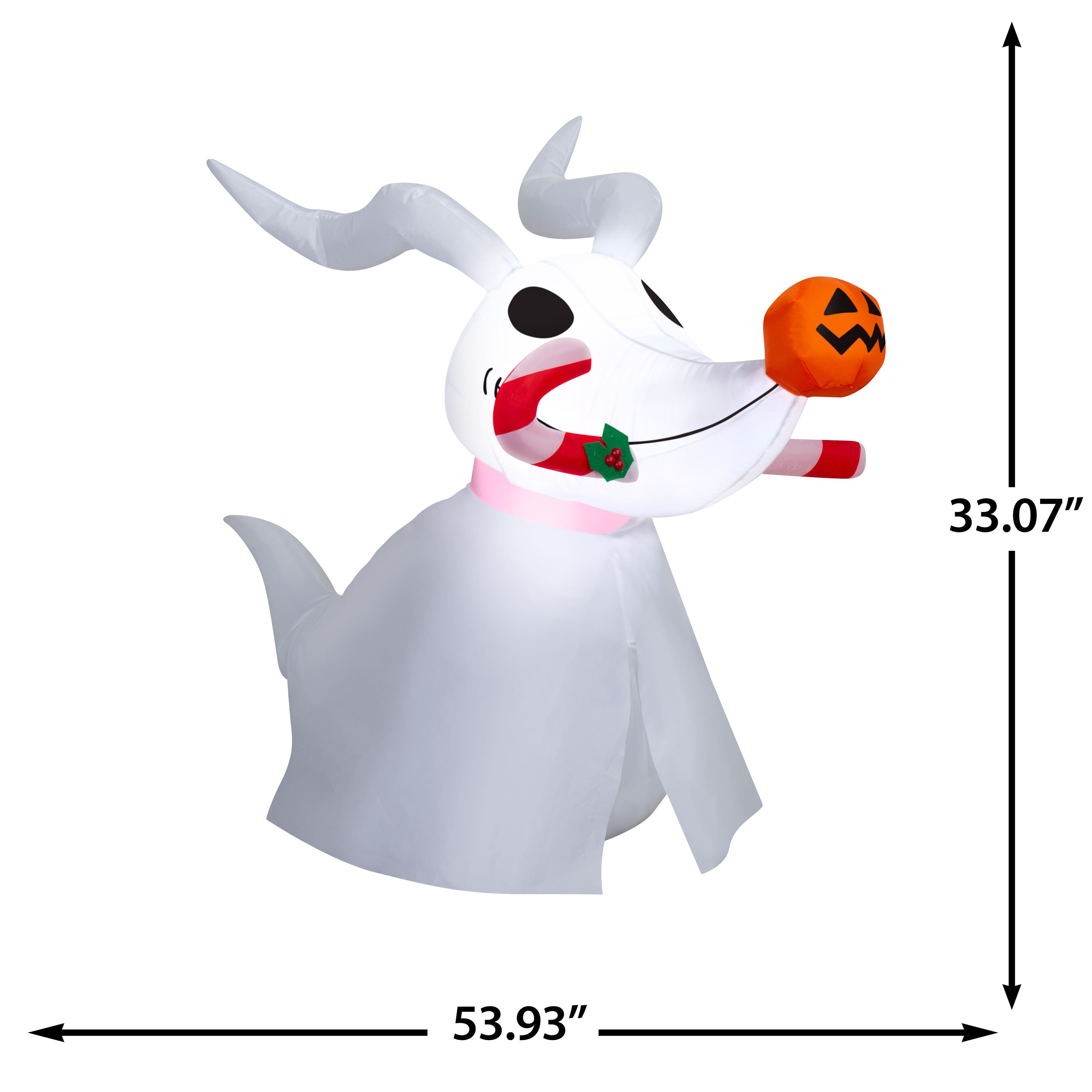 2.75ft. Airblown® Inflatable Disney® Stylized Zero with Candy Cane Christmas Light Décor