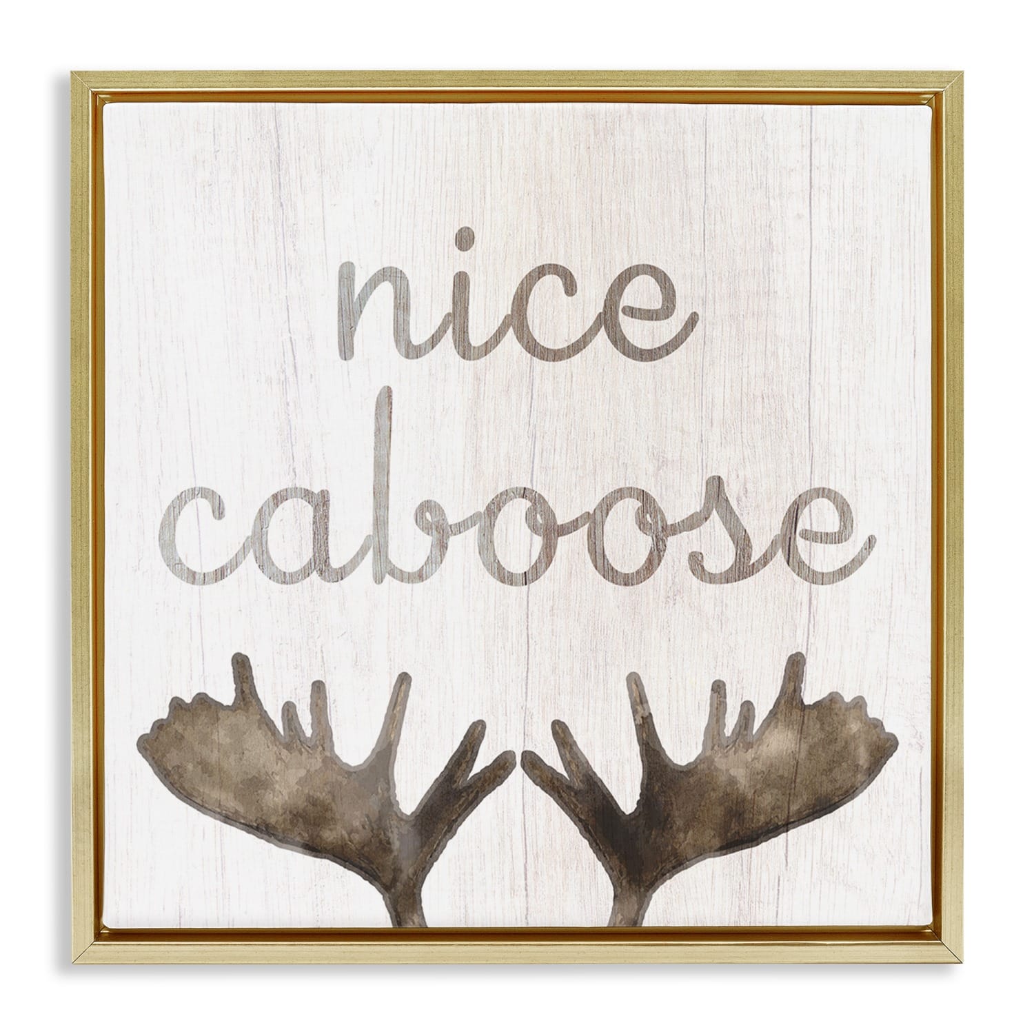 Stupell Industries Nice Caboose Bathroom Moose Antlers Floater Framed Art