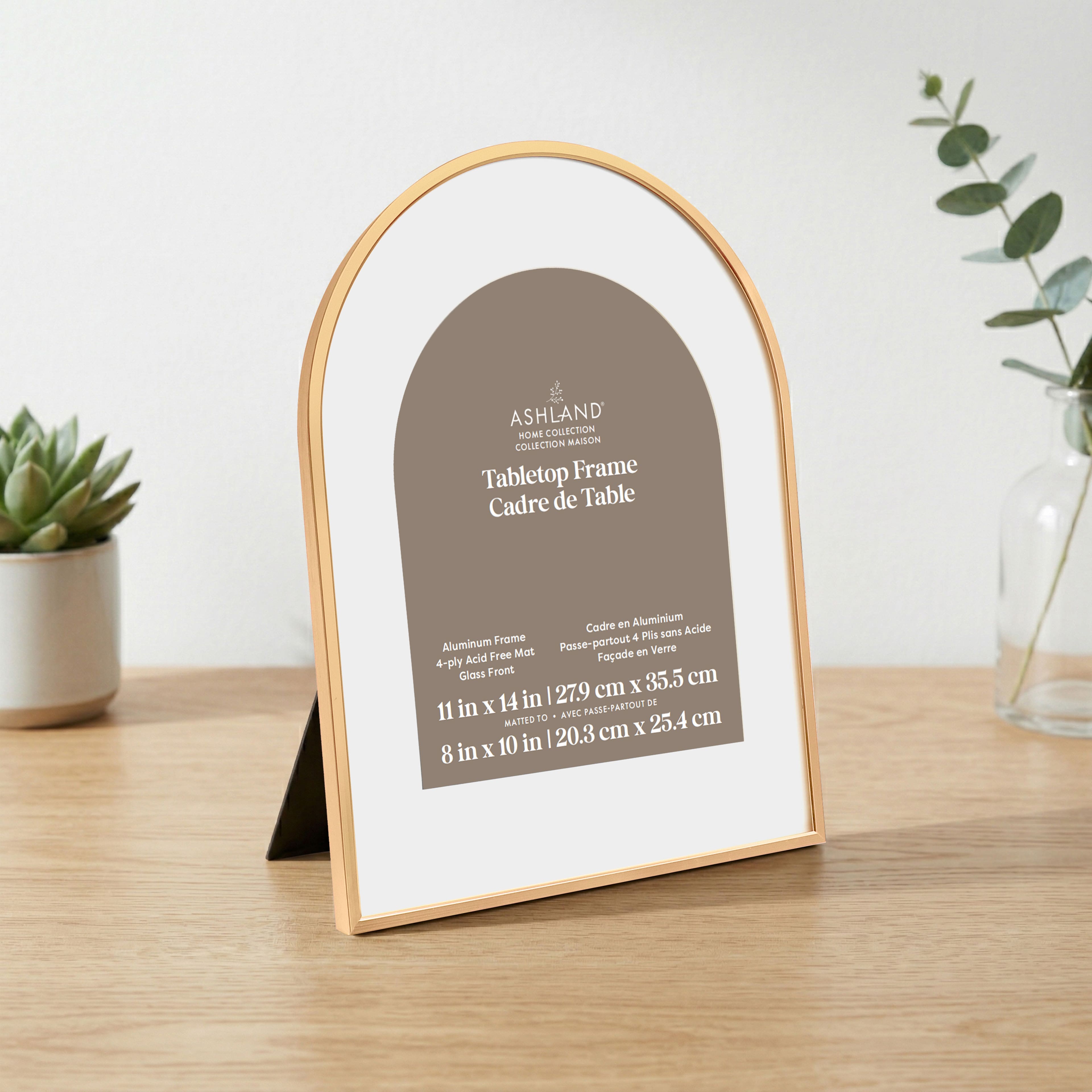 Home 8" x 10" Gold Aluminum Arch Tabletop Frame with Mat by Ashland®