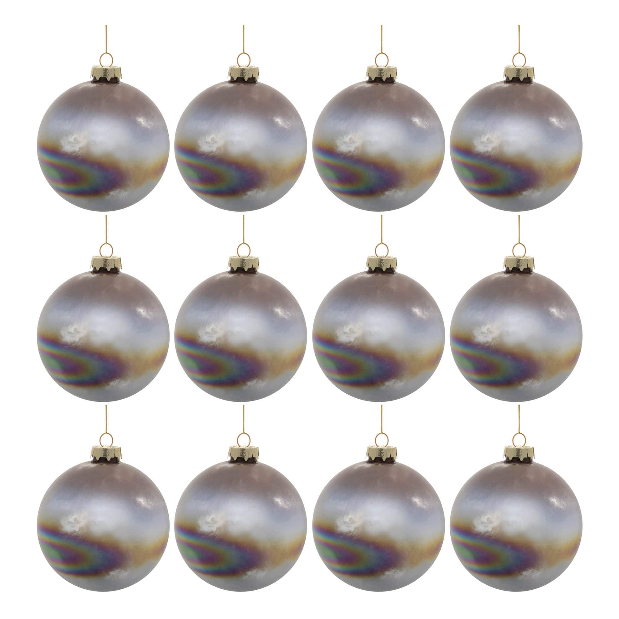 4.5" Iridescent Glass Ball Ornaments, 12ct.
